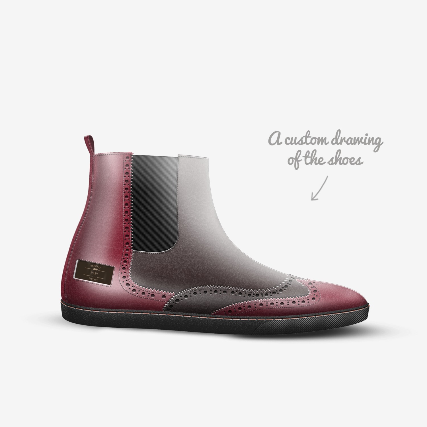 Papi custom made in Italy shoes by Jaelyn Givens | Sketch view