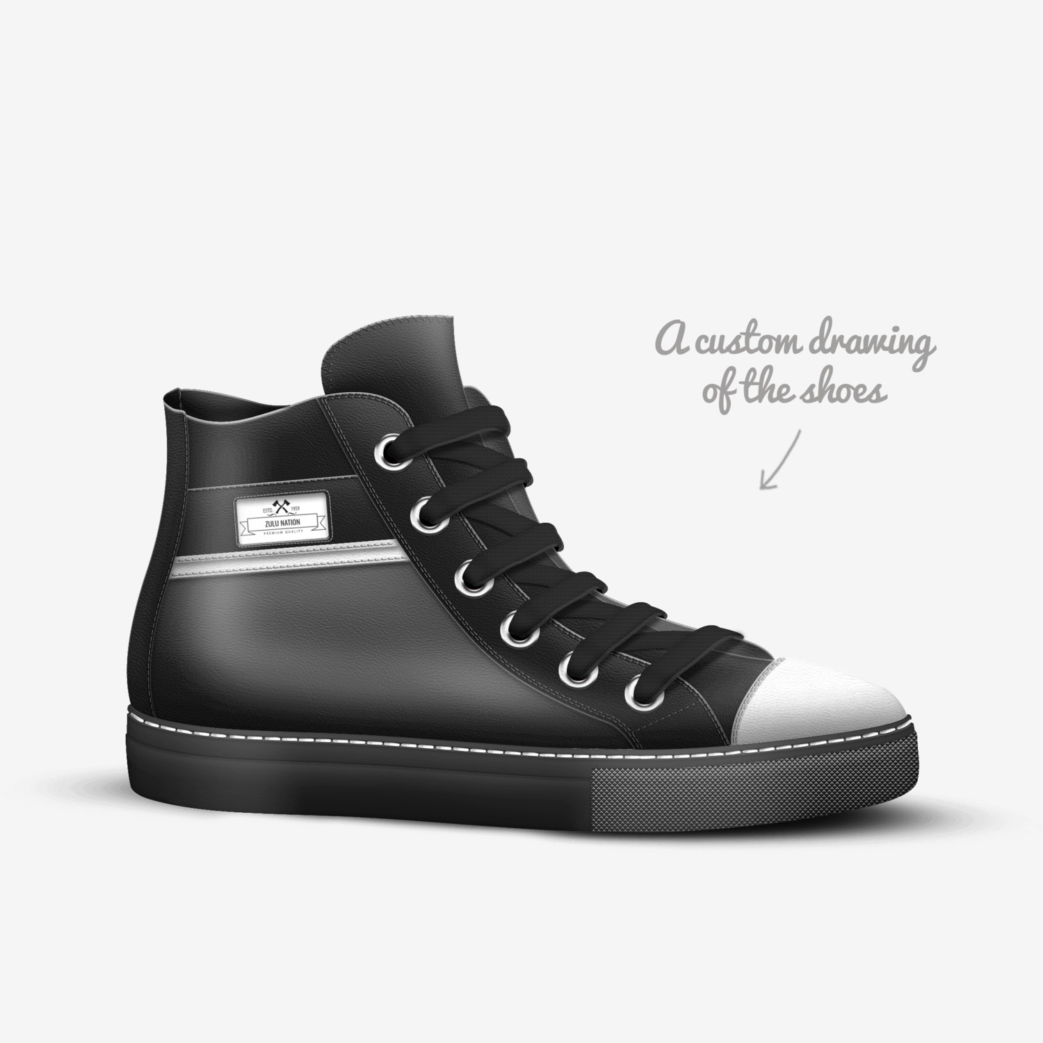 Zulu Nation custom made in Italy shoes by Mike Wilson | Sketch view