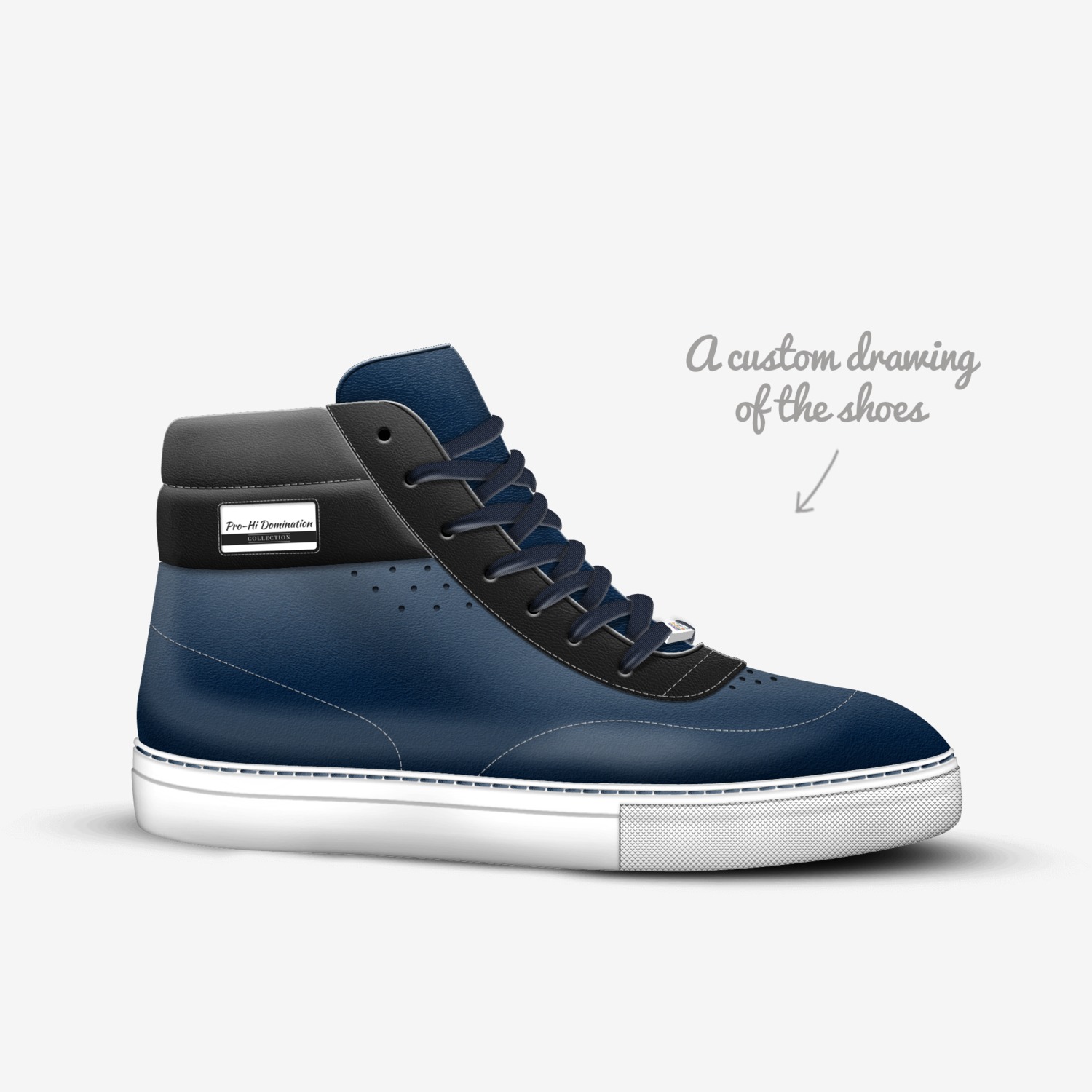 Pro-Hi Domination custom made in Italy shoes by Poop Man | Sketch view