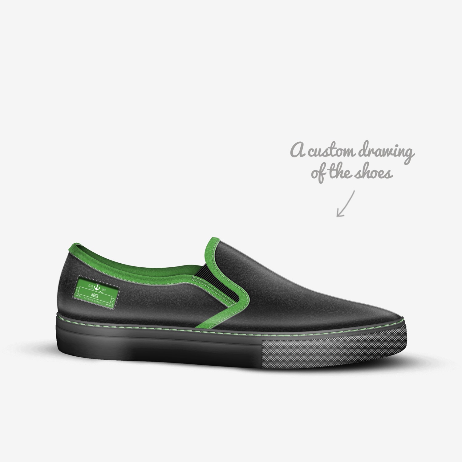 Ross custom made in Italy shoes by Pamela Thomas | Sketch view