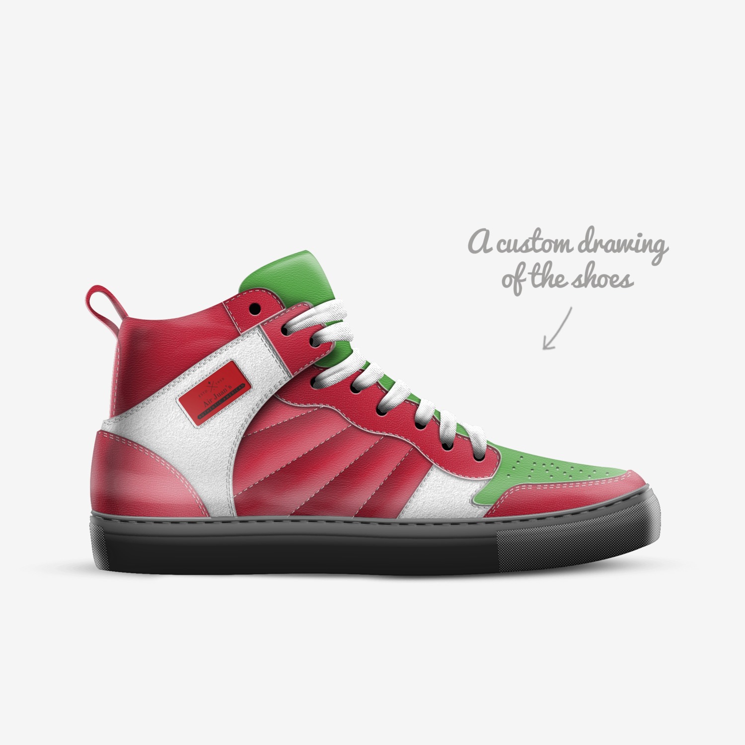 Air Juan’s custom made in Italy shoes by Morgan Redranger | Sketch view