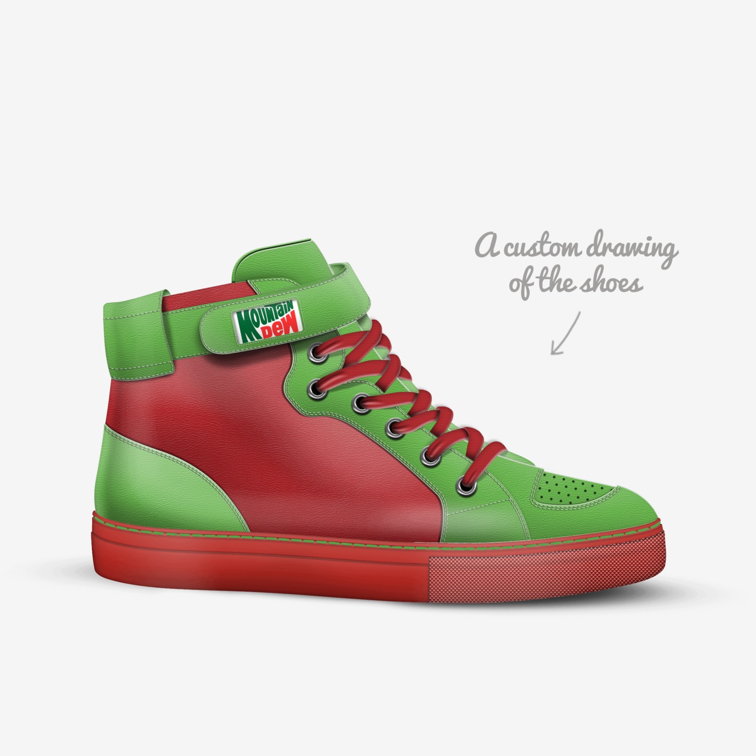 Mountain dew custom made in Italy shoes by Kayla | Sketch view