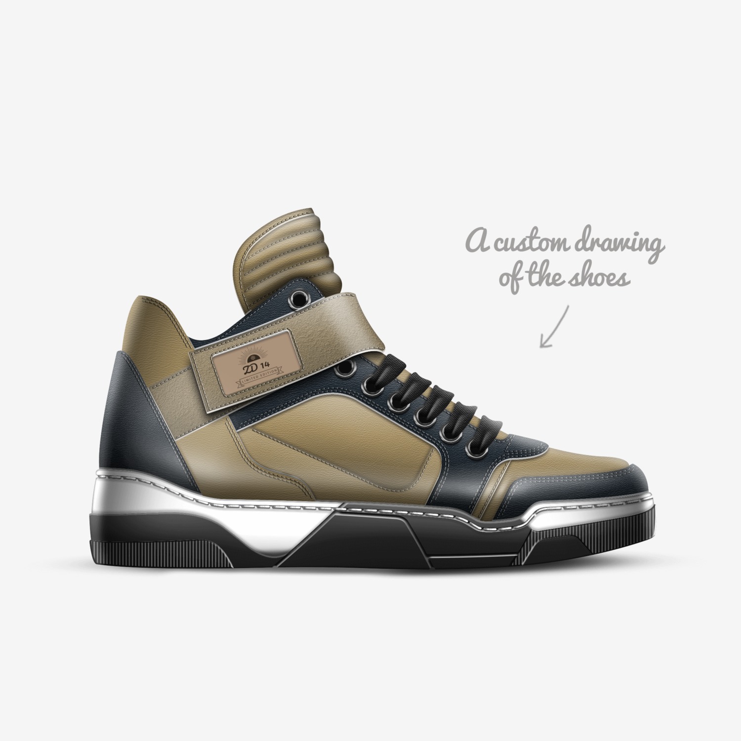 ZD 14 custom made in Italy shoes by Zane Debbagh | Sketch view