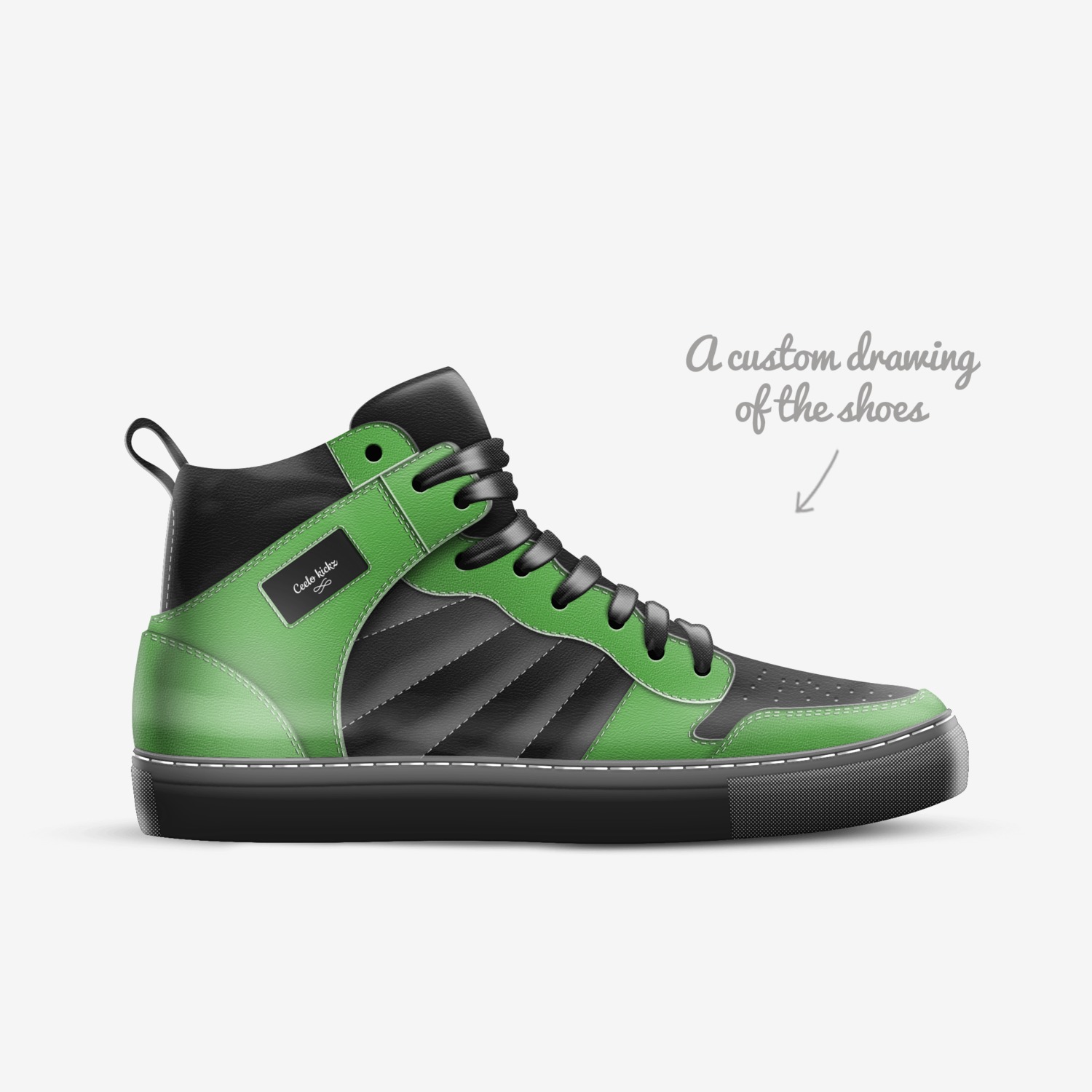 Ceelo kickz custom made in Italy shoes by Eric Christian | Sketch view