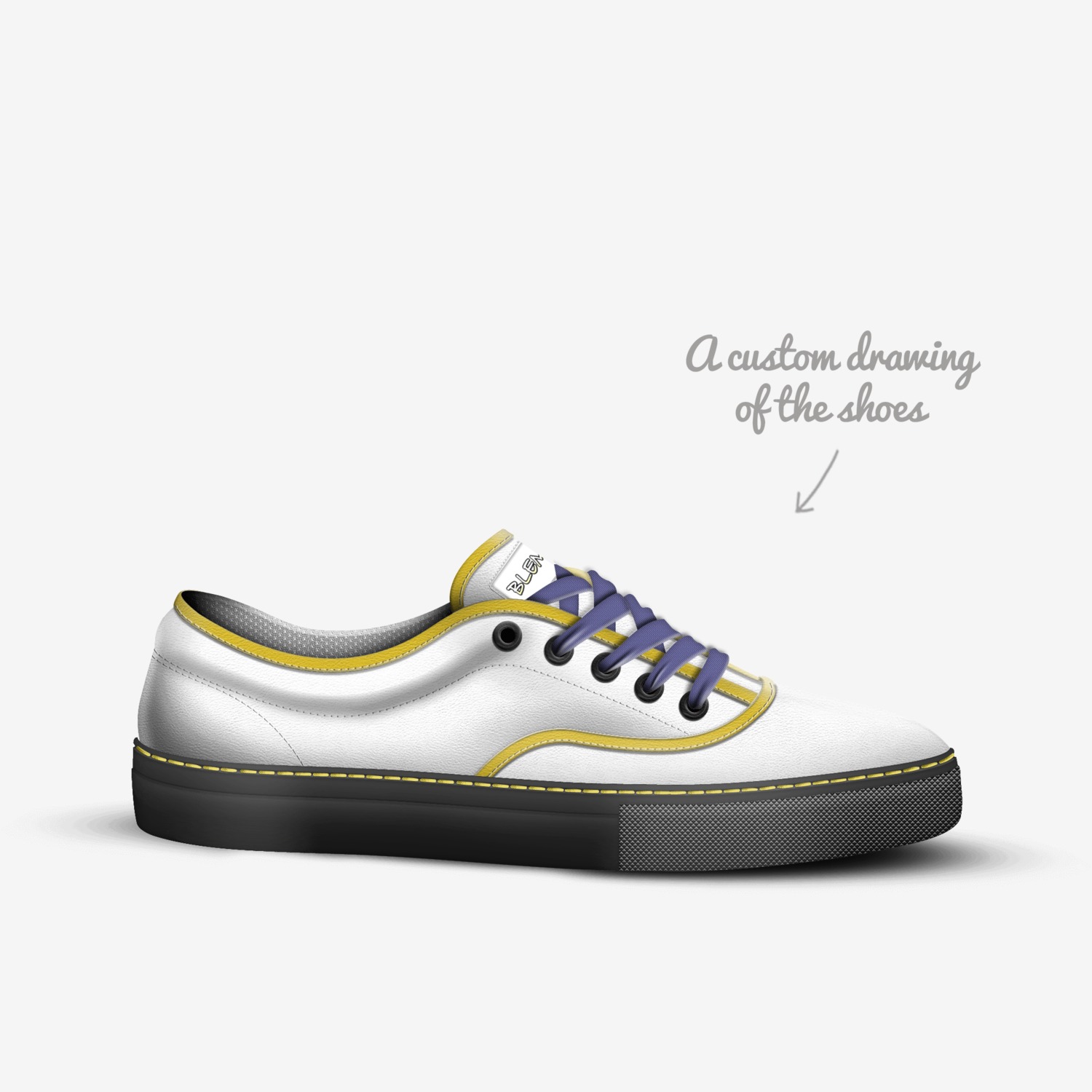 Zipp custom made in Italy shoes by Rachael | Sketch view