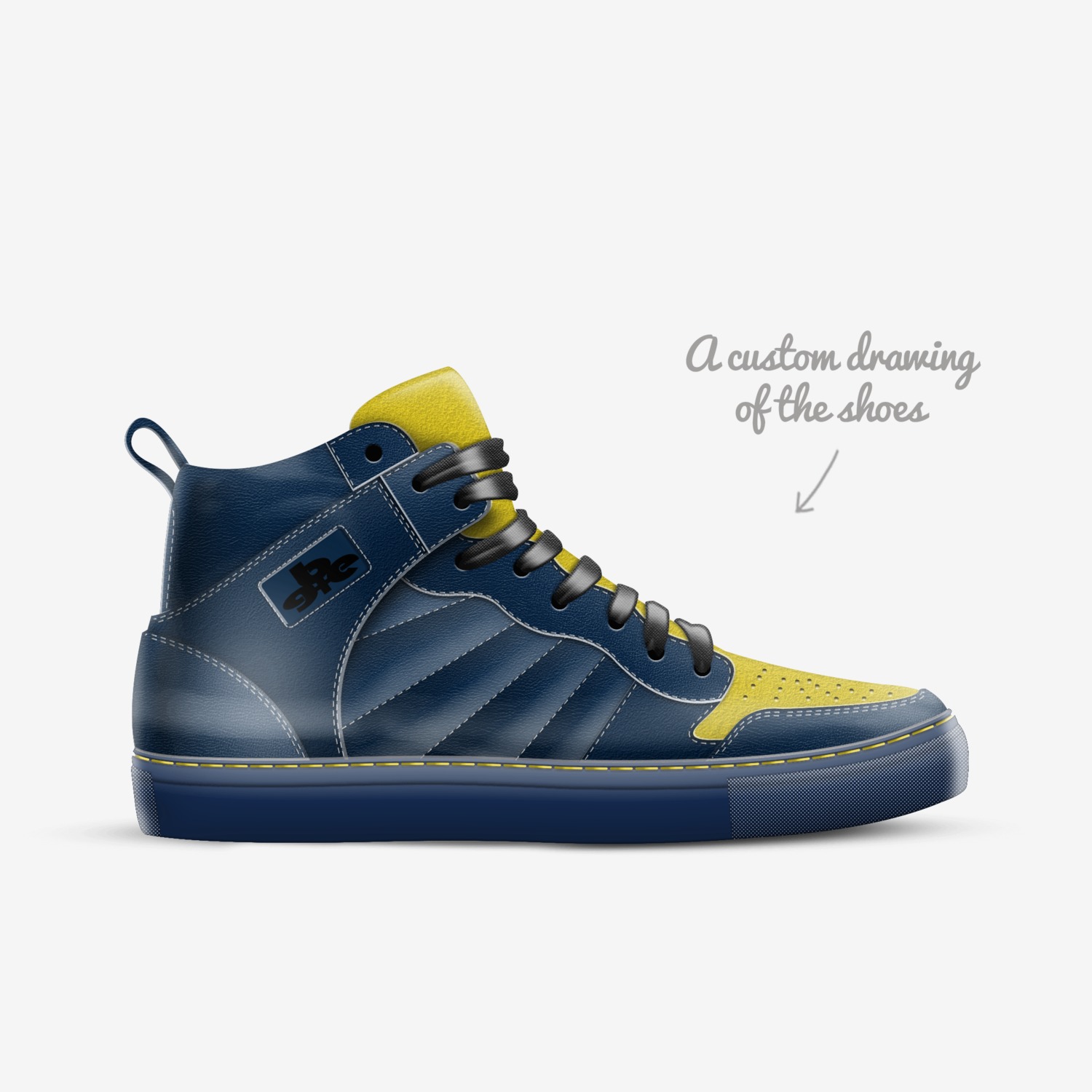 Navy Yarden Salto custom made in Italy shoes by Being Great Every Day | Sketch view