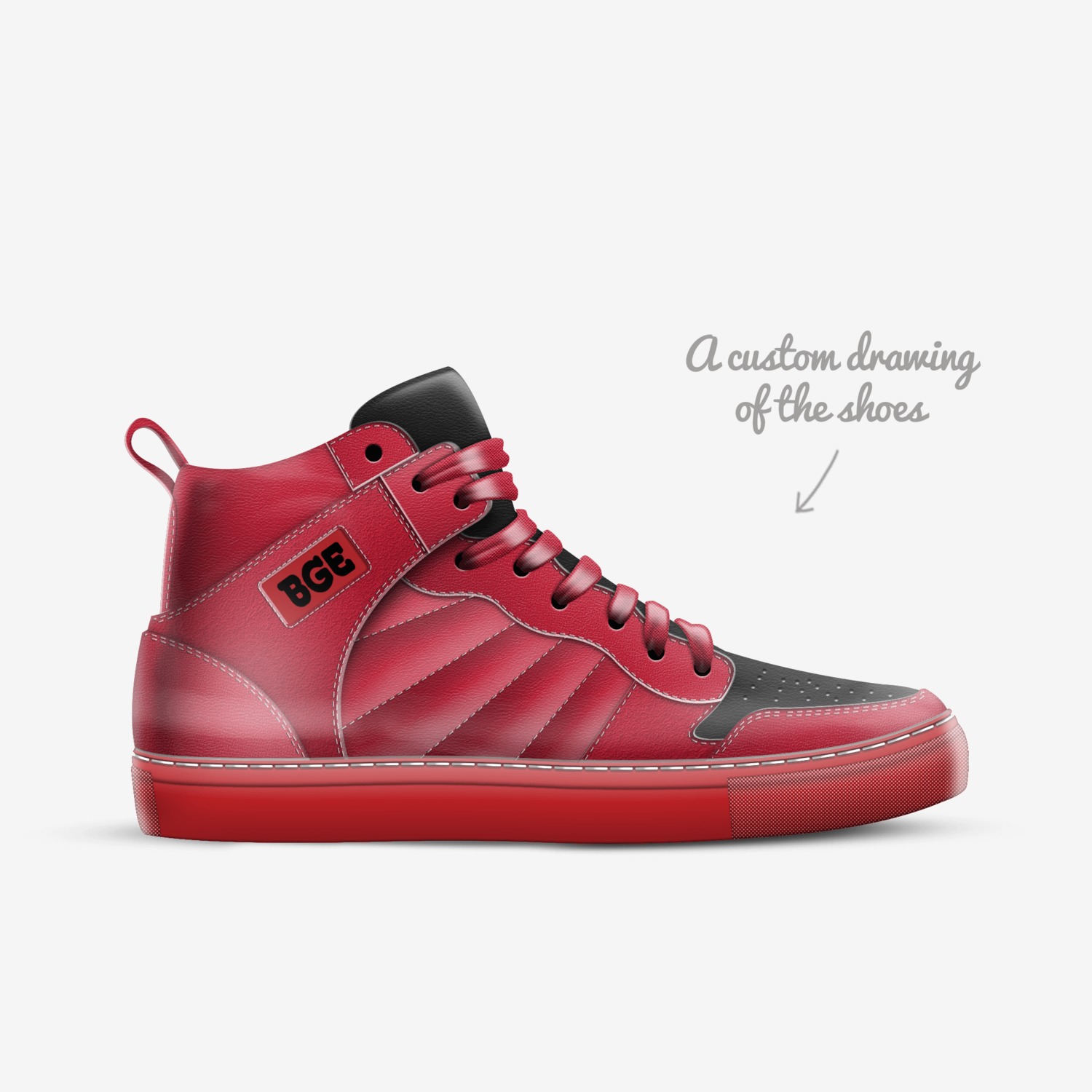 Red SJ1a Salto custom made in Italy shoes by Being Great Every Day | Sketch view