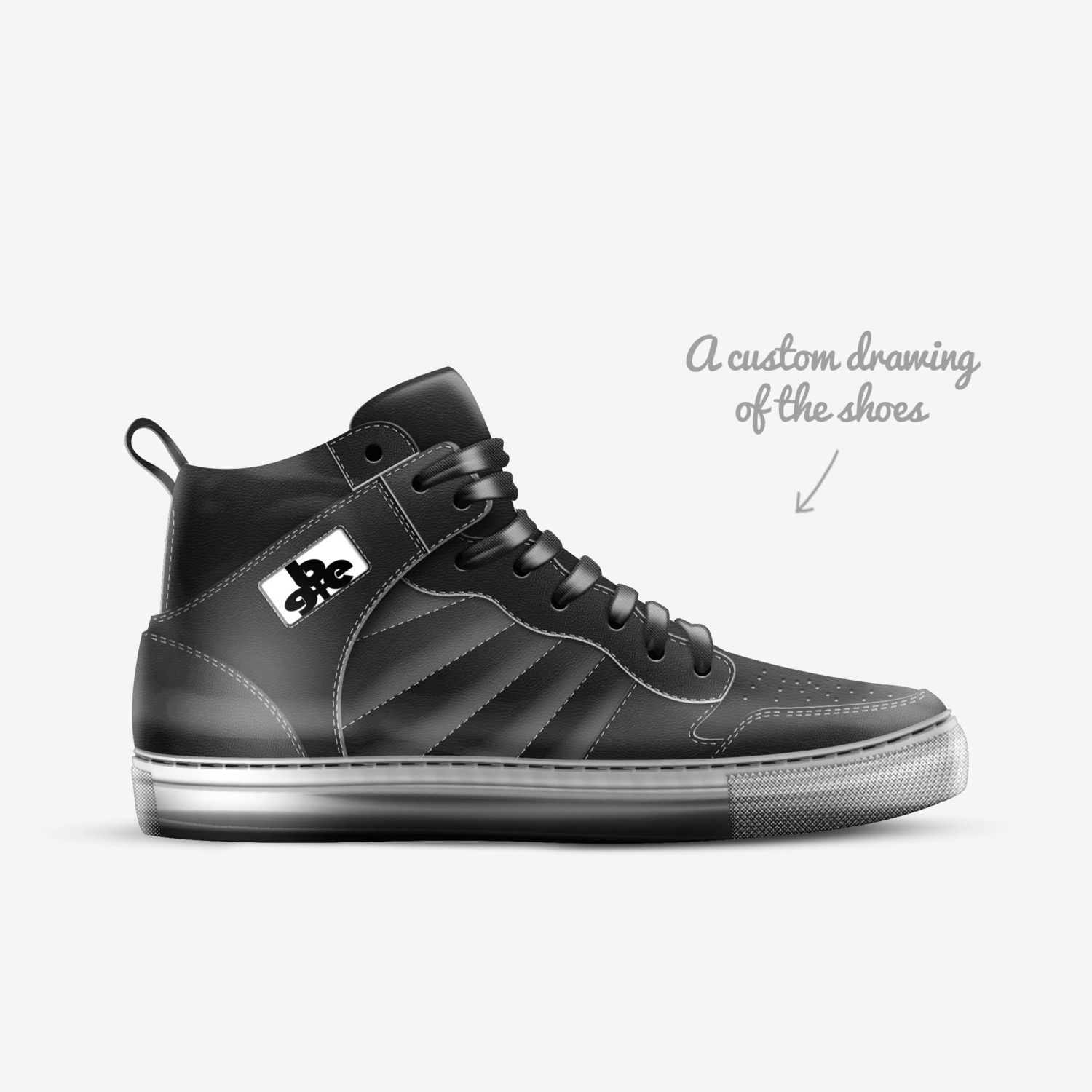 AllBlack Silver custom made in Italy shoes by Being Great Every Day | Sketch view