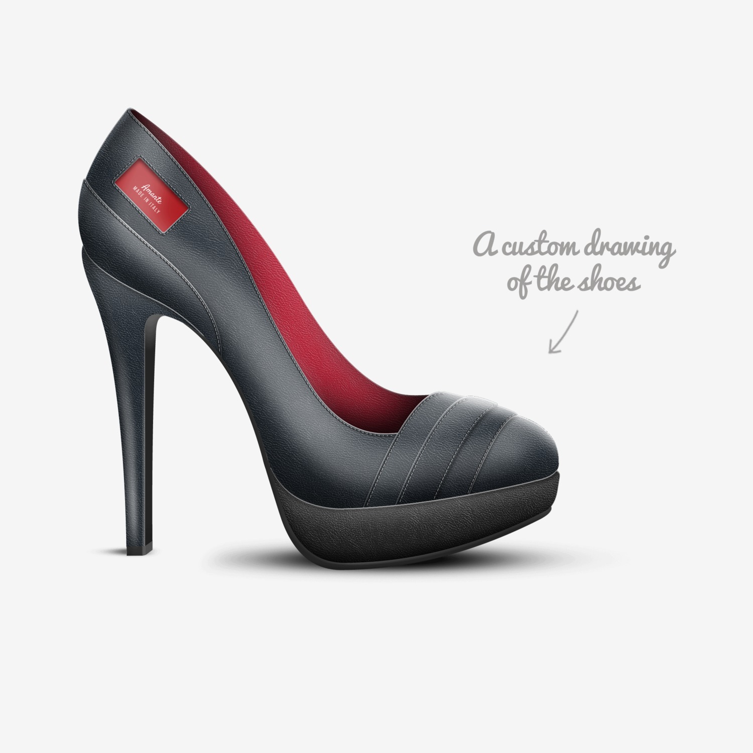 Amante custom made in Italy shoes by Maricella Rodriguez | Sketch view