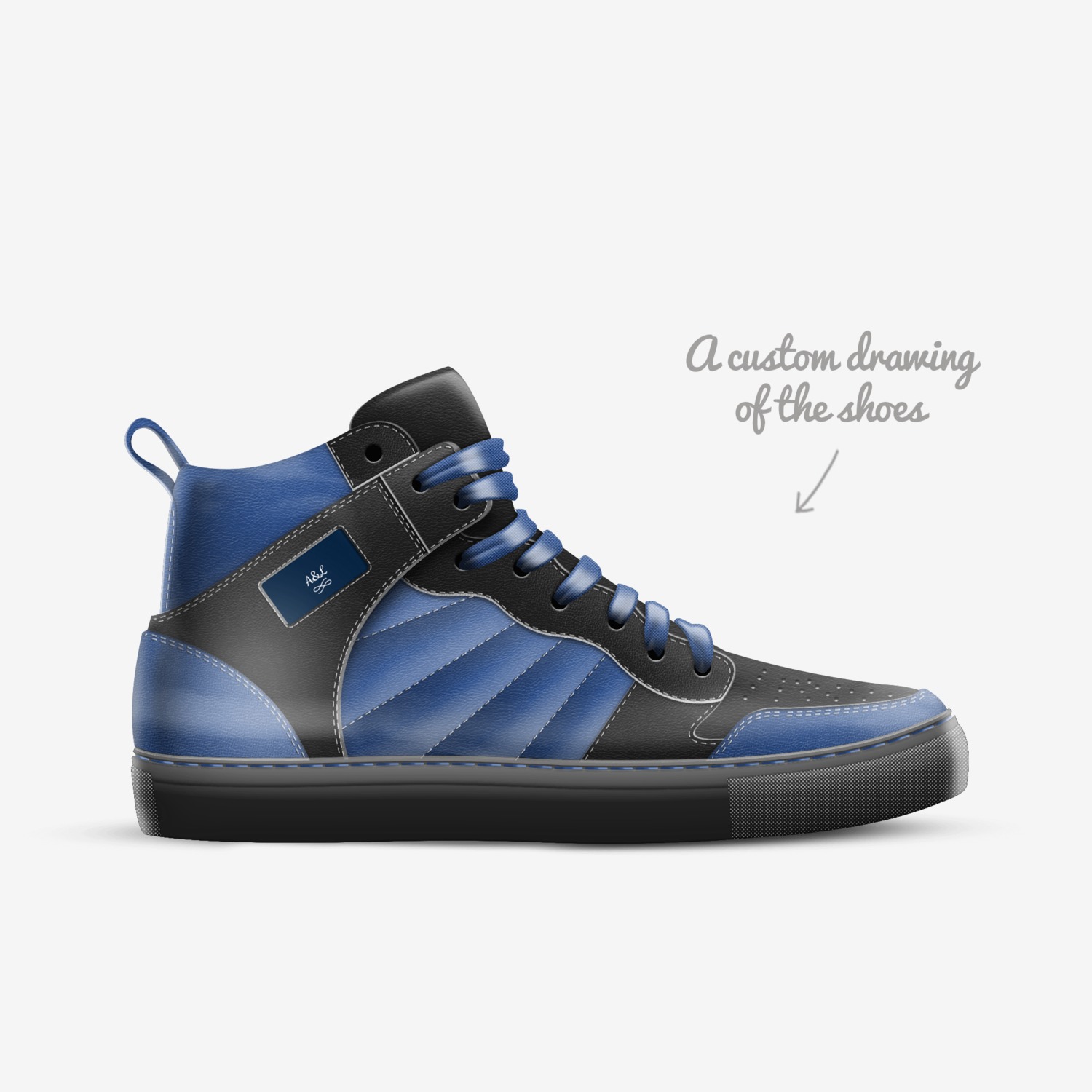 A&L💙 custom made in Italy shoes by Liliana M | Sketch view