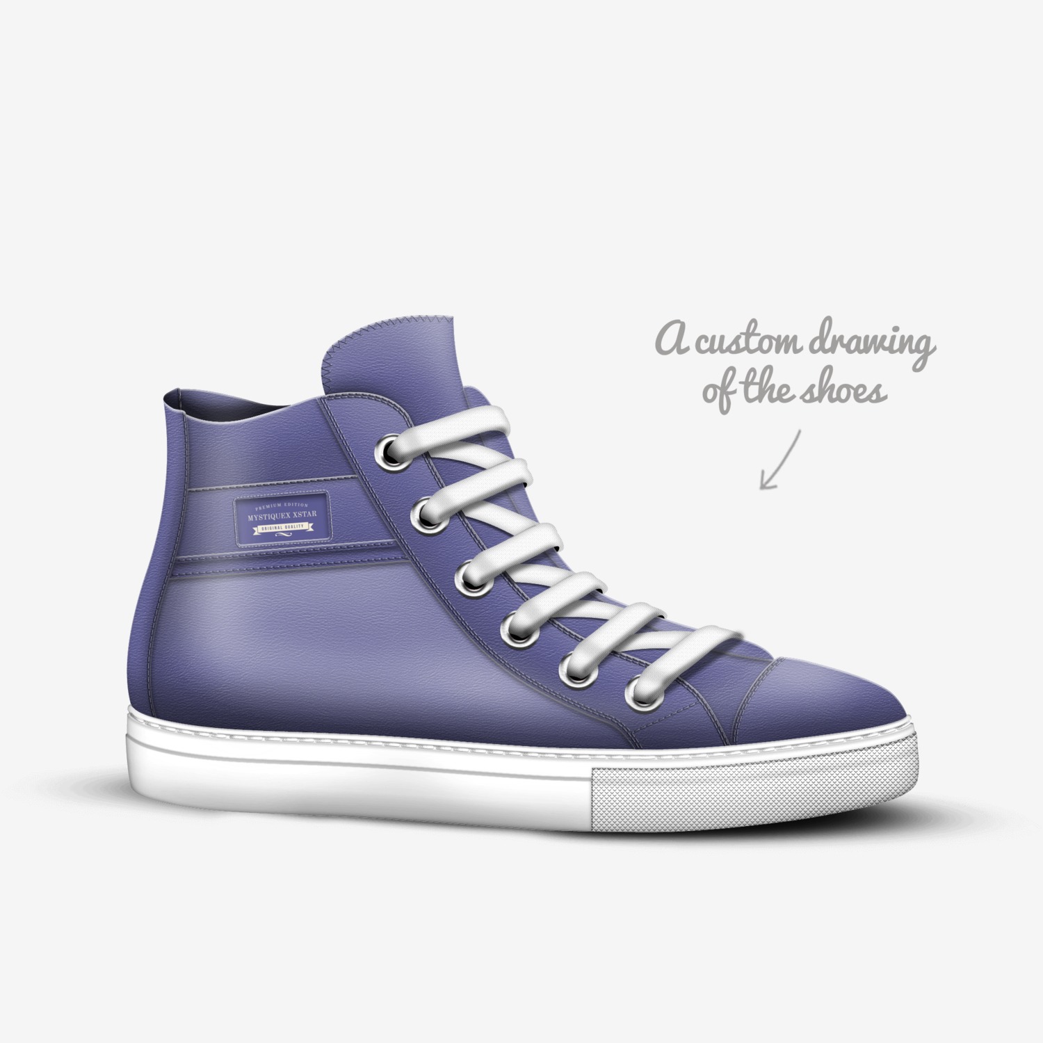 Mystiquex Xstar custom made in Italy shoes by Arely Ghigliotty | Sketch view