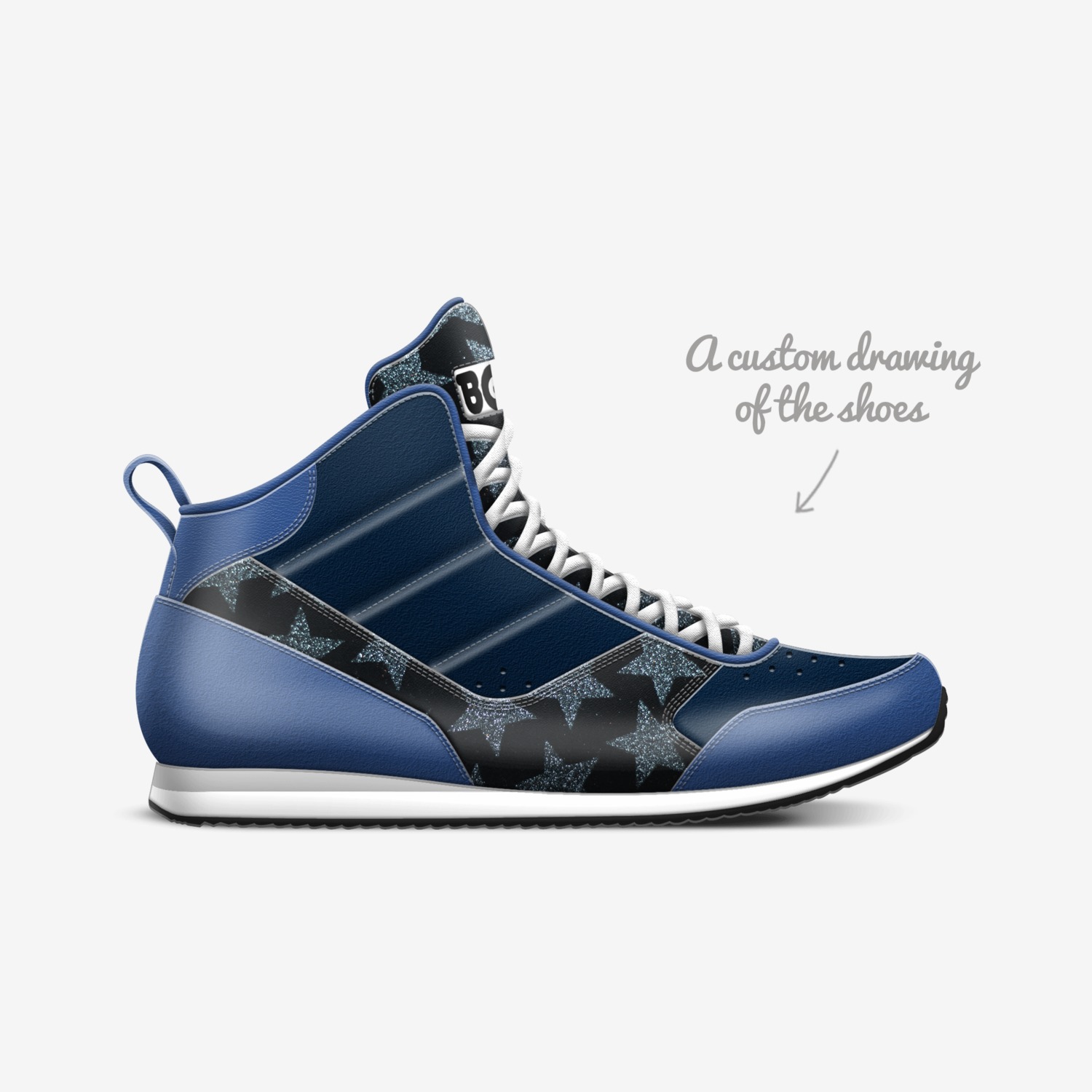 Blue Stars Istinto custom made in Italy shoes by Being Great Every Day | Sketch view