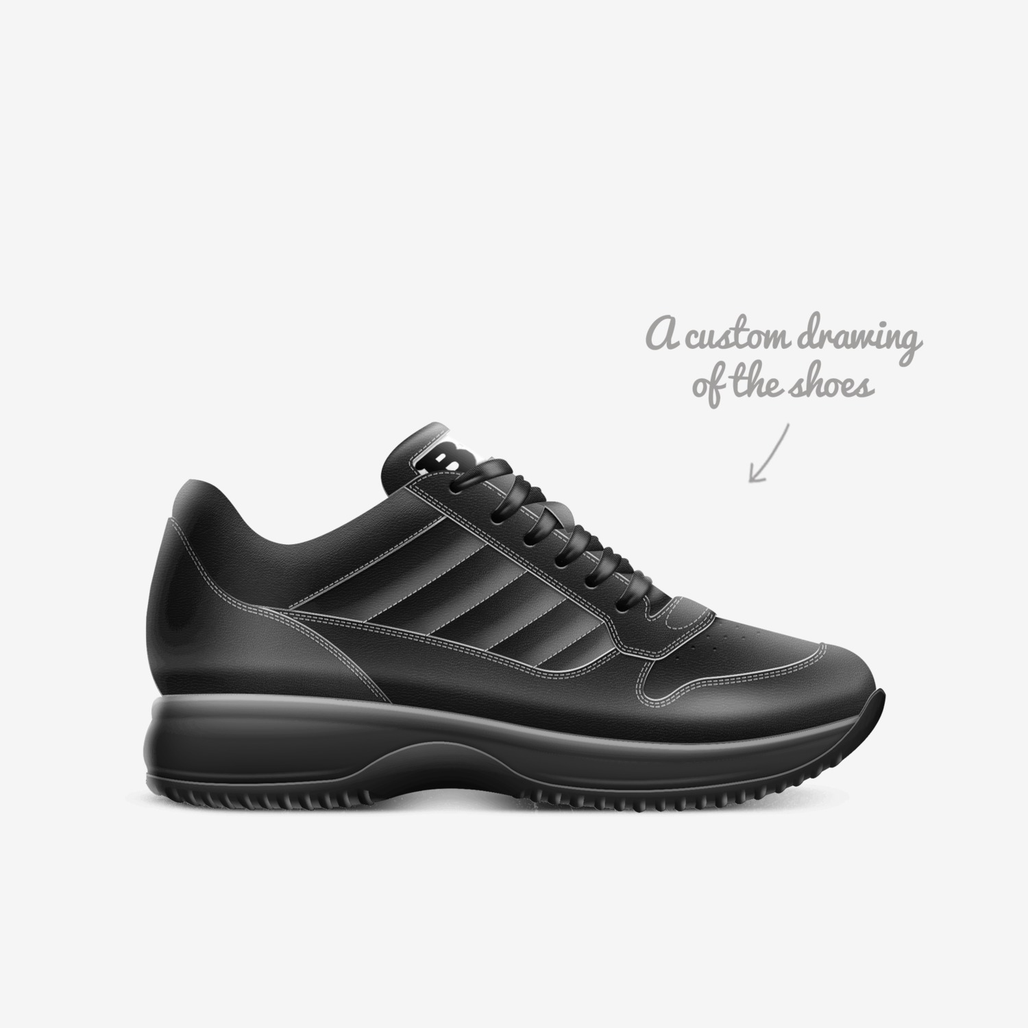 9 Allblack Adagio custom made in Italy shoes by Being Great Every Day | Sketch view