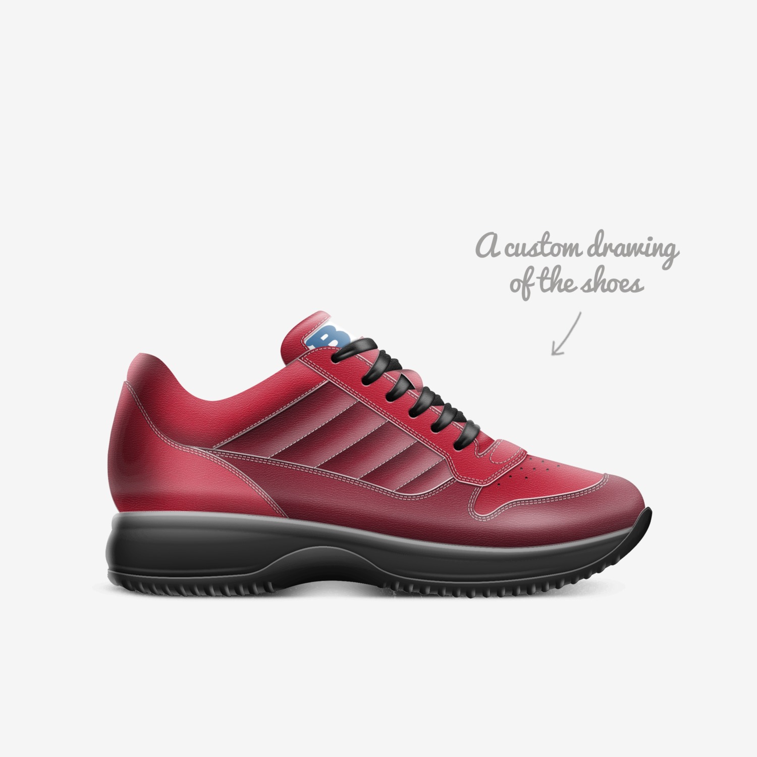 Red Red Adagio custom made in Italy shoes by Being Great Every Day | Sketch view