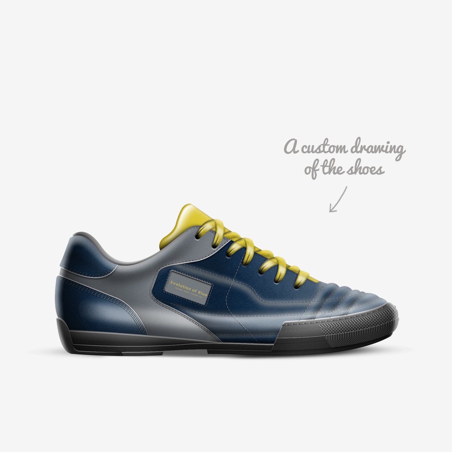 Evolution of Blue custom made in Italy shoes by Gregory Howell | Sketch view