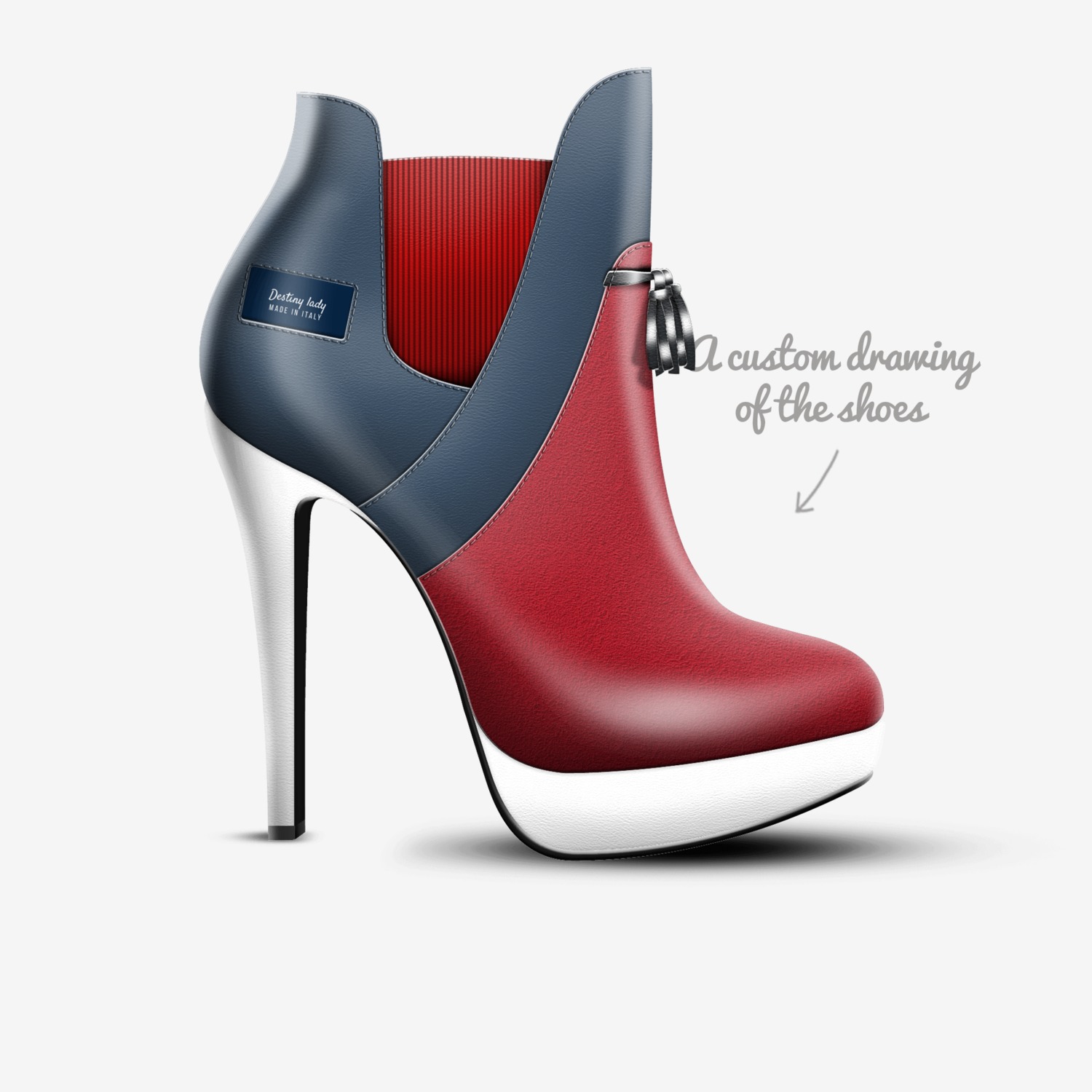 Destiny lady custom made in Italy shoes by Sarastine Richey | Sketch view