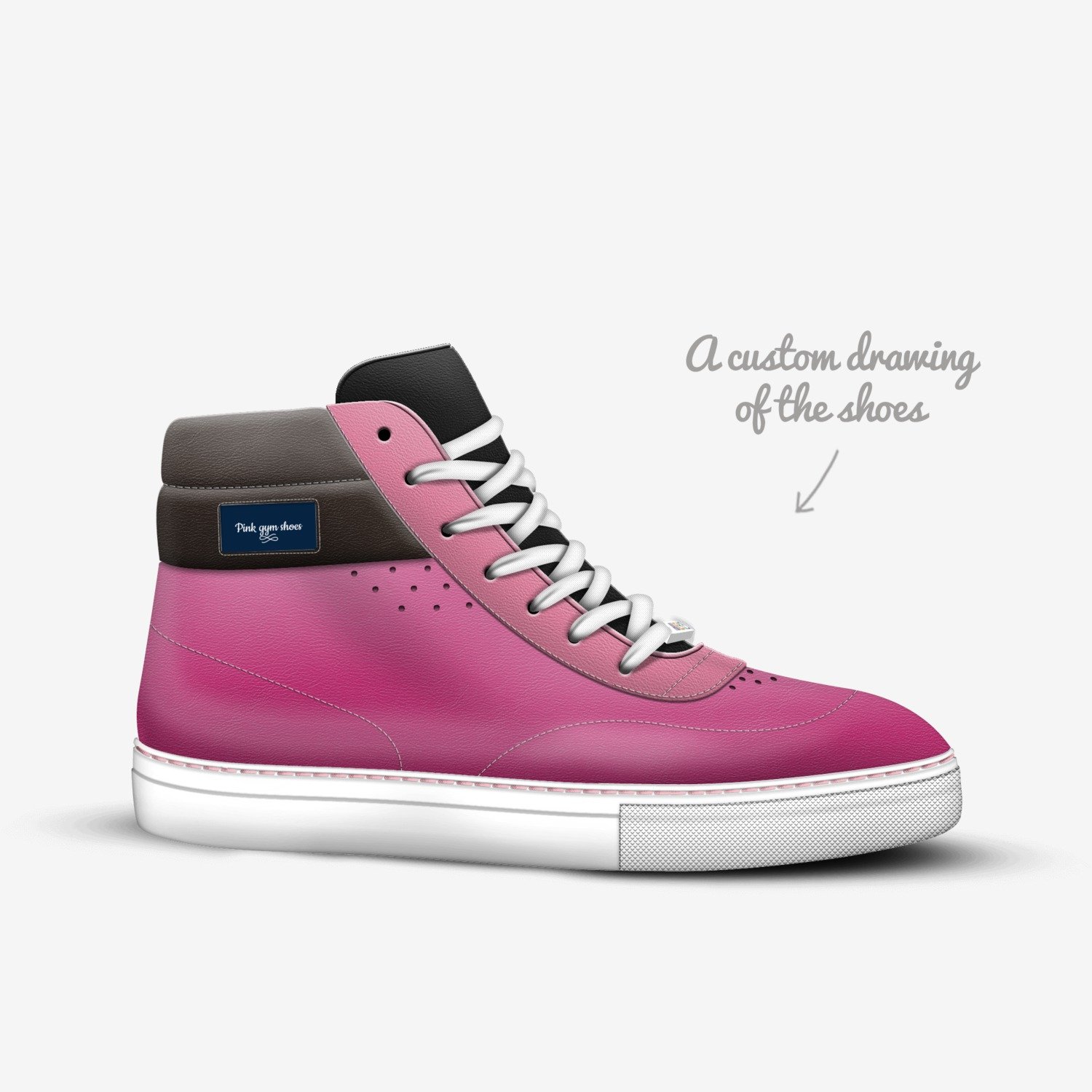 Pink gym shoe custom made in Italy shoes by Braceface.ciy | Sketch view