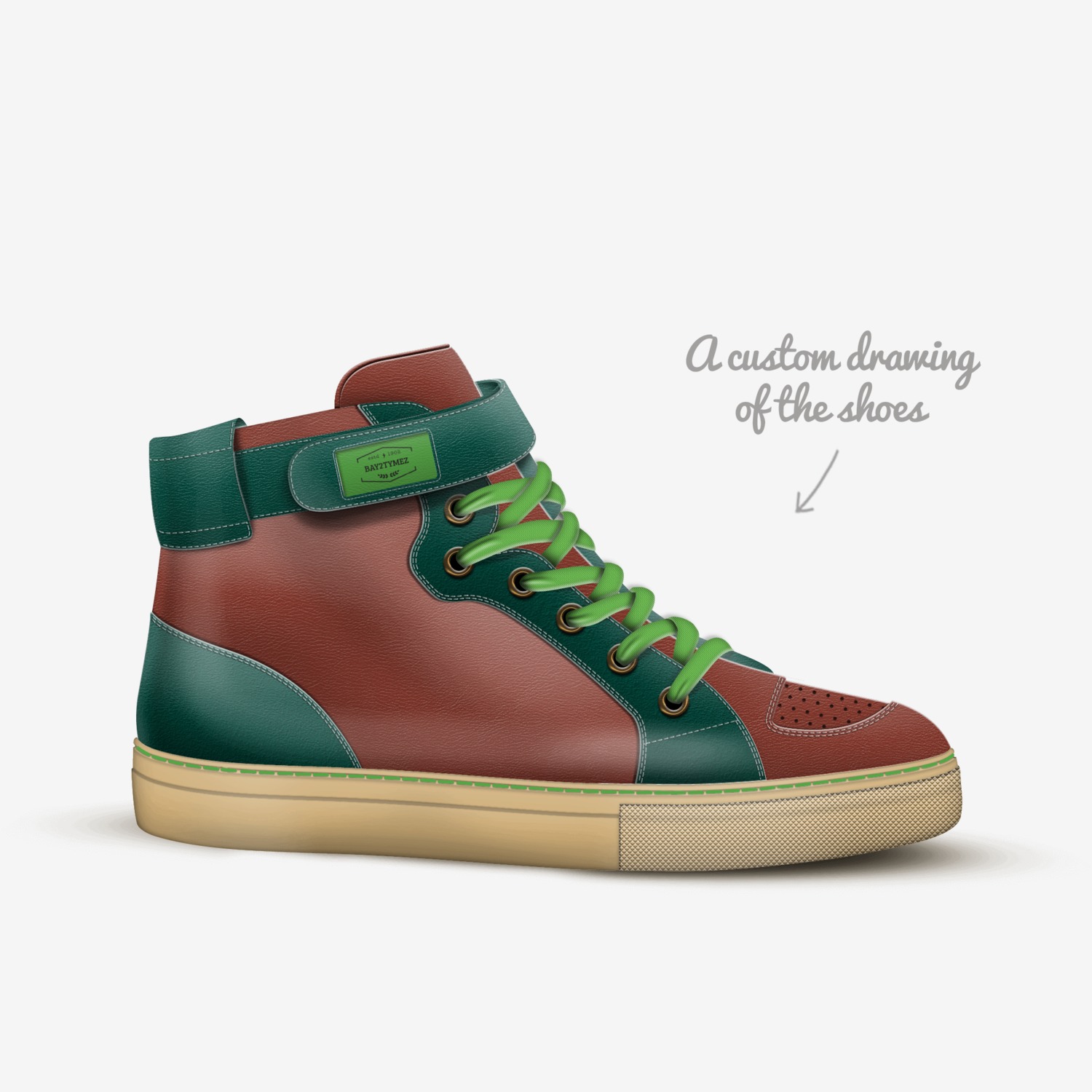 Bay2tymez custom made in Italy shoes by Alfray Williams | Sketch view
