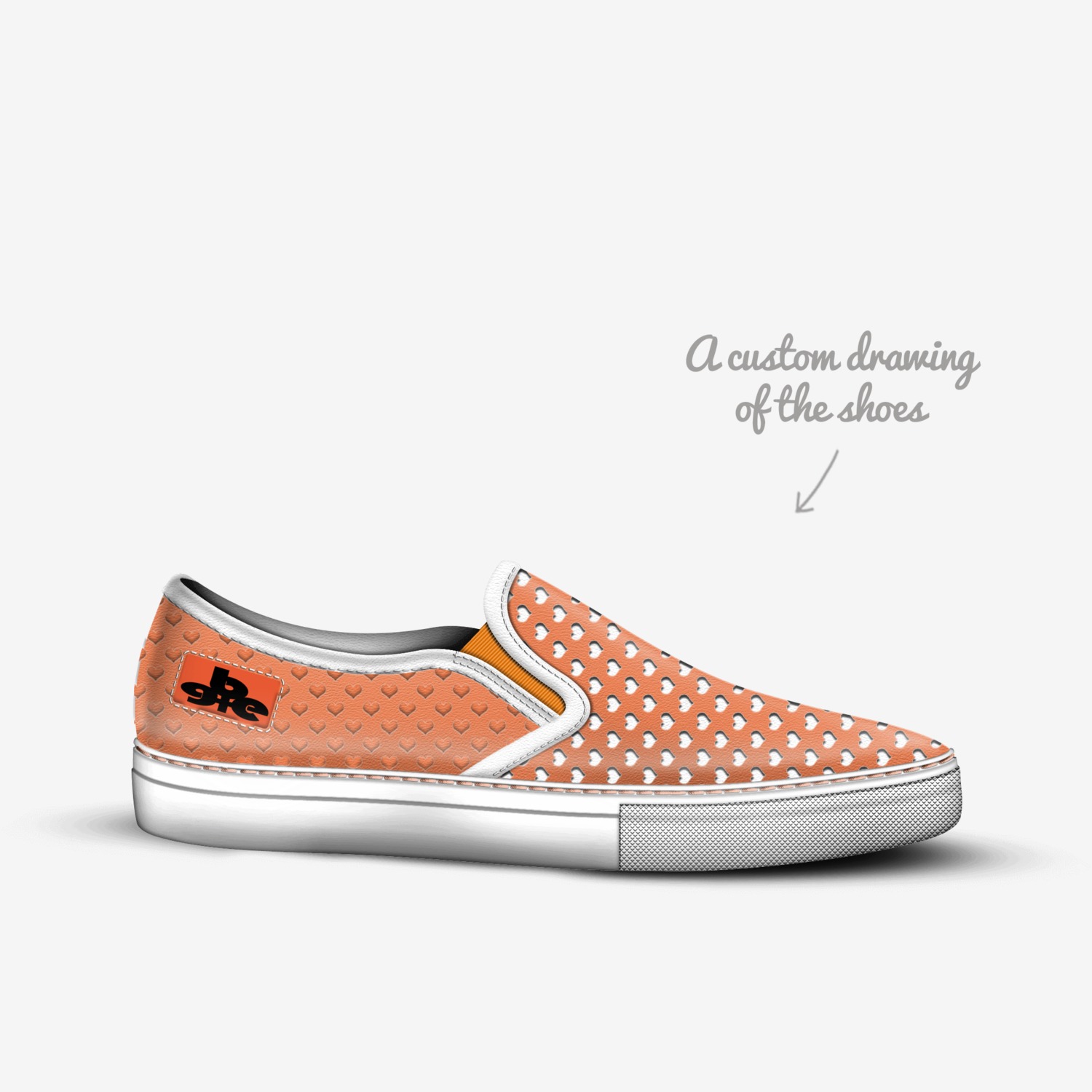 Orange Cuore custom made in Italy shoes by Being Great Every Day | Sketch view