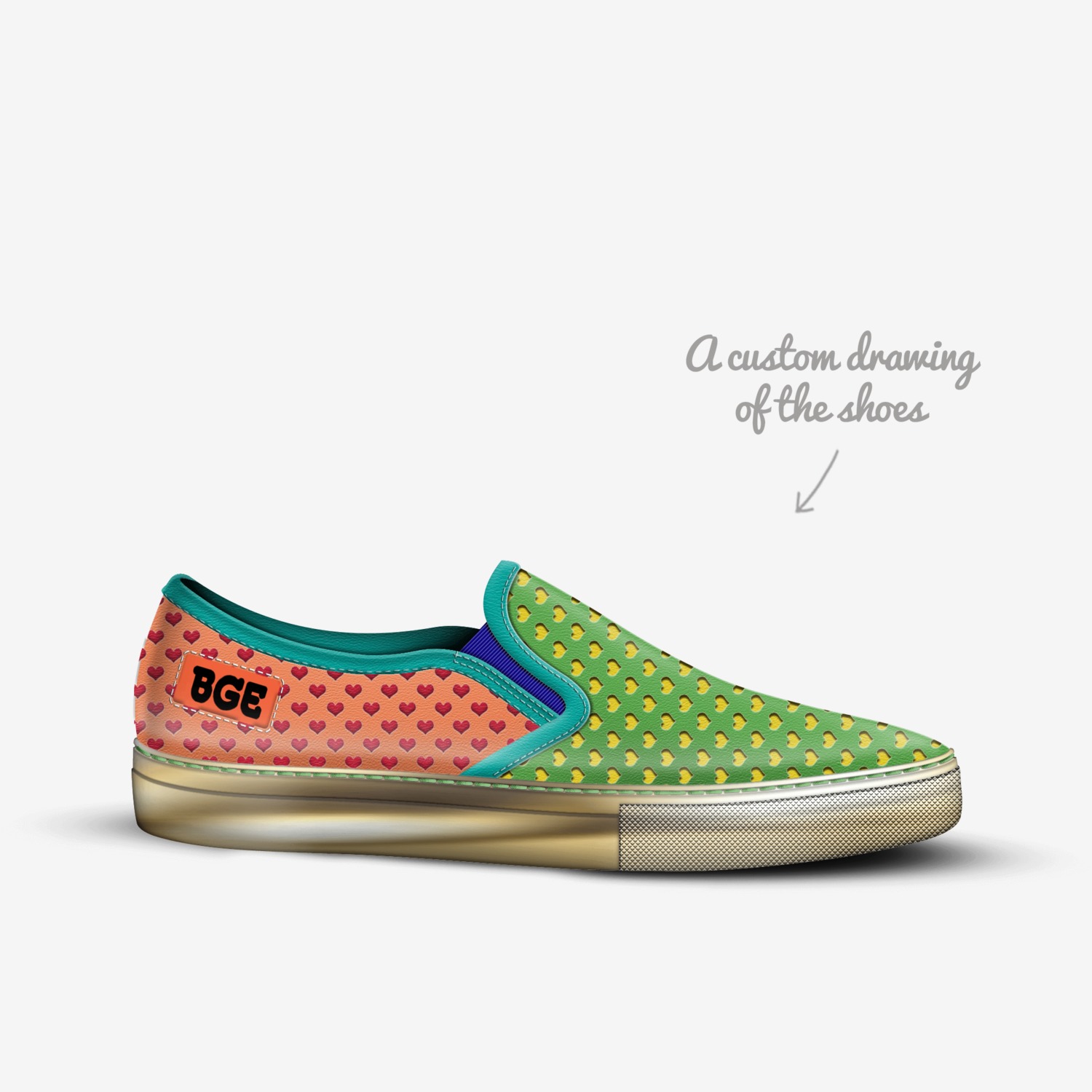 Rocker Cuore custom made in Italy shoes by Being Great Every Day | Sketch view