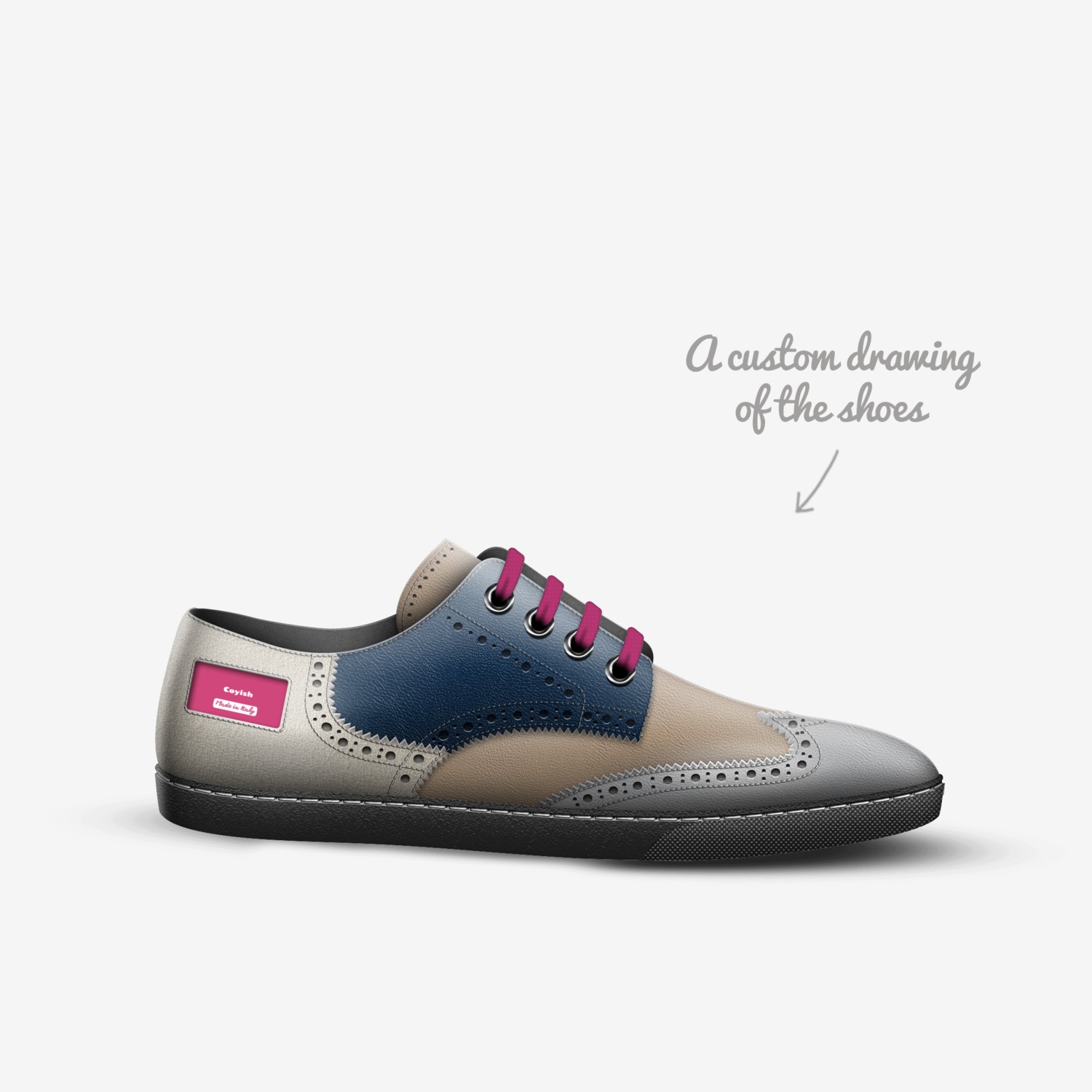 Coyish custom made in Italy shoes by Cynthia Mccoy | Sketch view