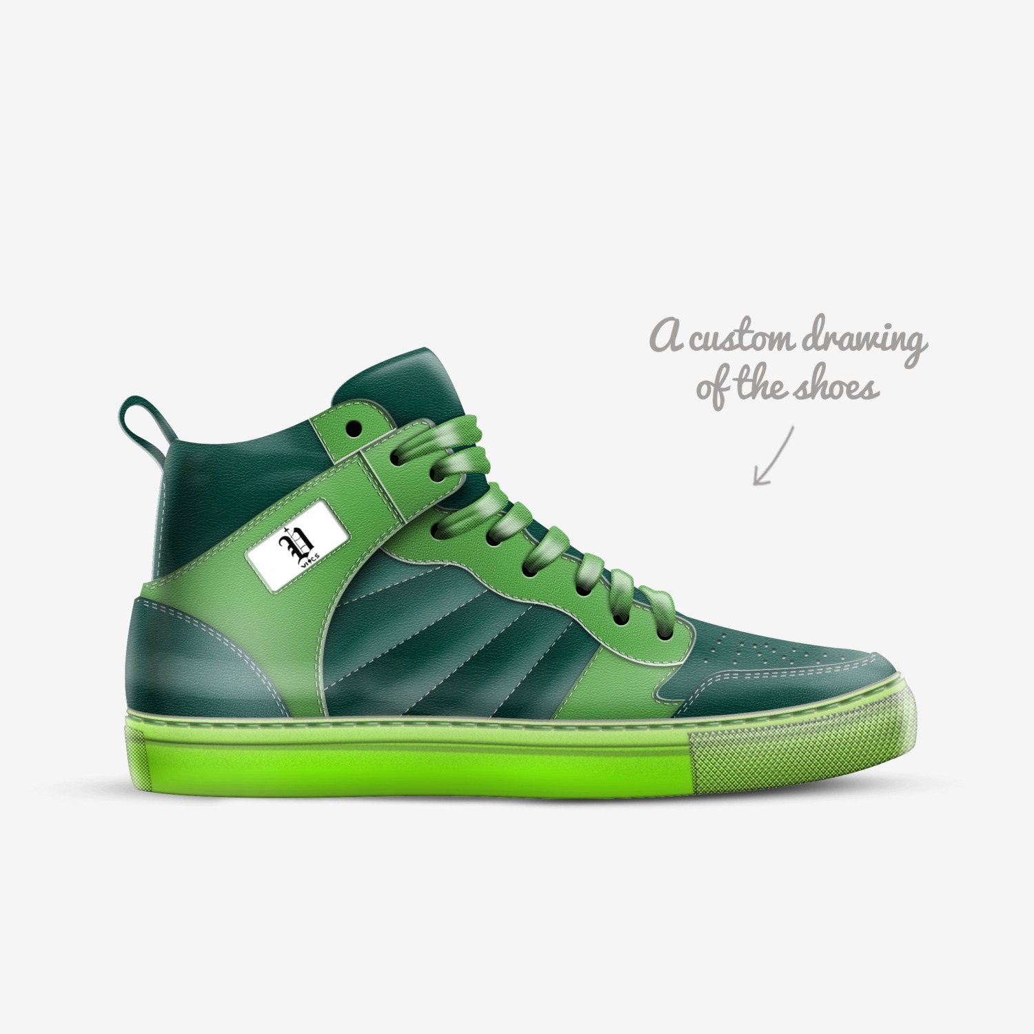 vics green style custom made in Italy shoes by Brayden Murphy | Sketch view