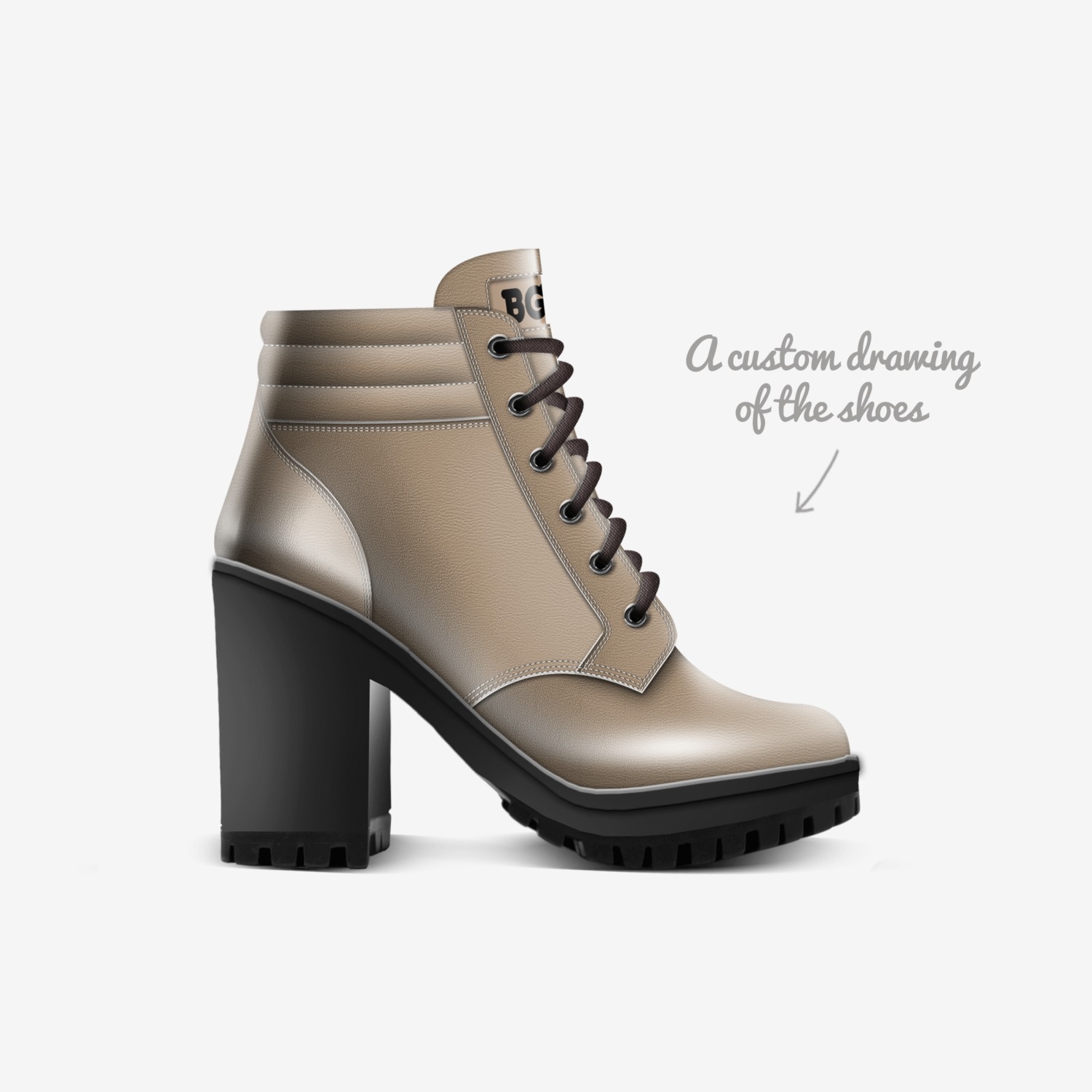 Mouton Boot Heel custom made in Italy shoes by Being Great Every Day | Sketch view