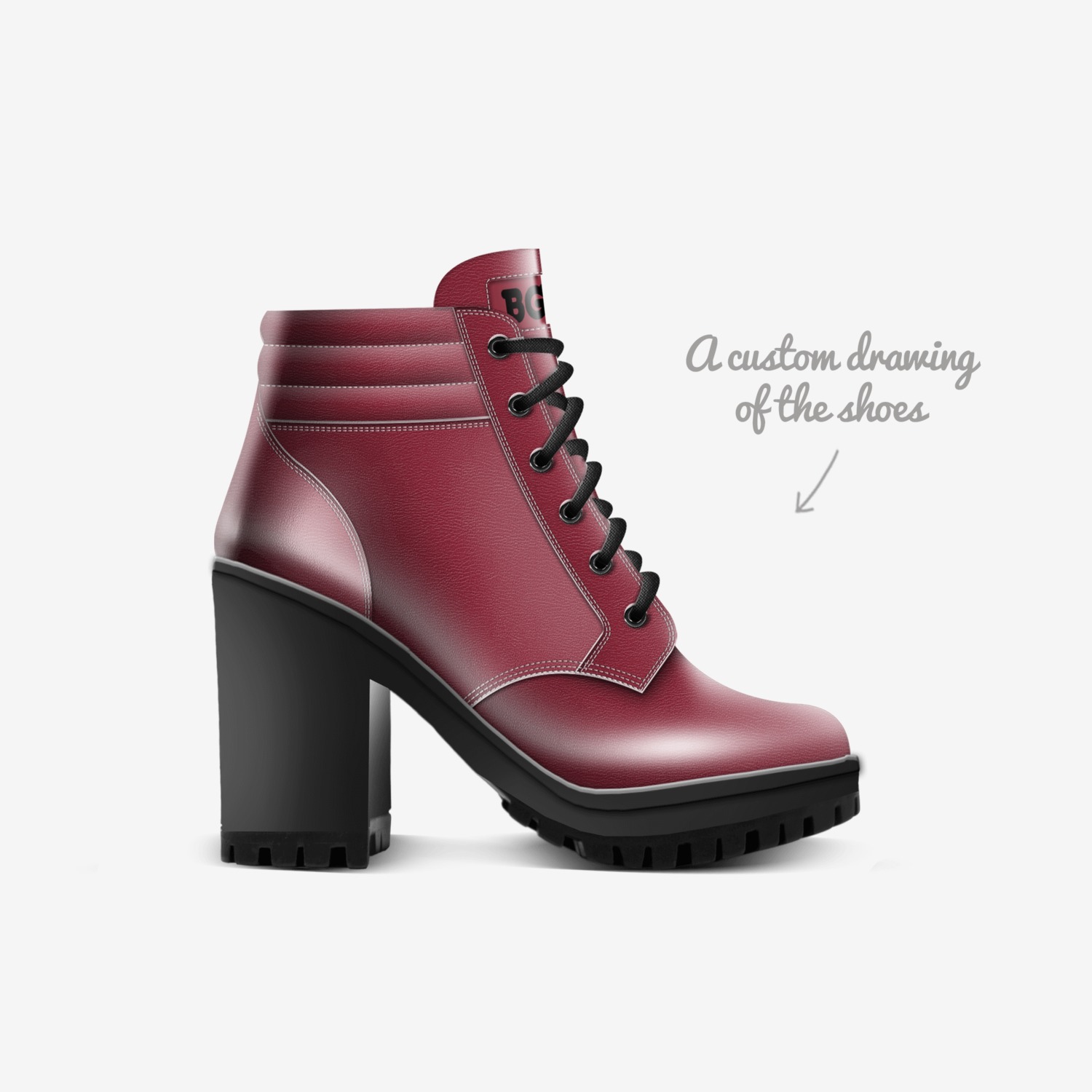 Phonebox Heel Boot custom made in Italy shoes by Being Great Every Day | Sketch view