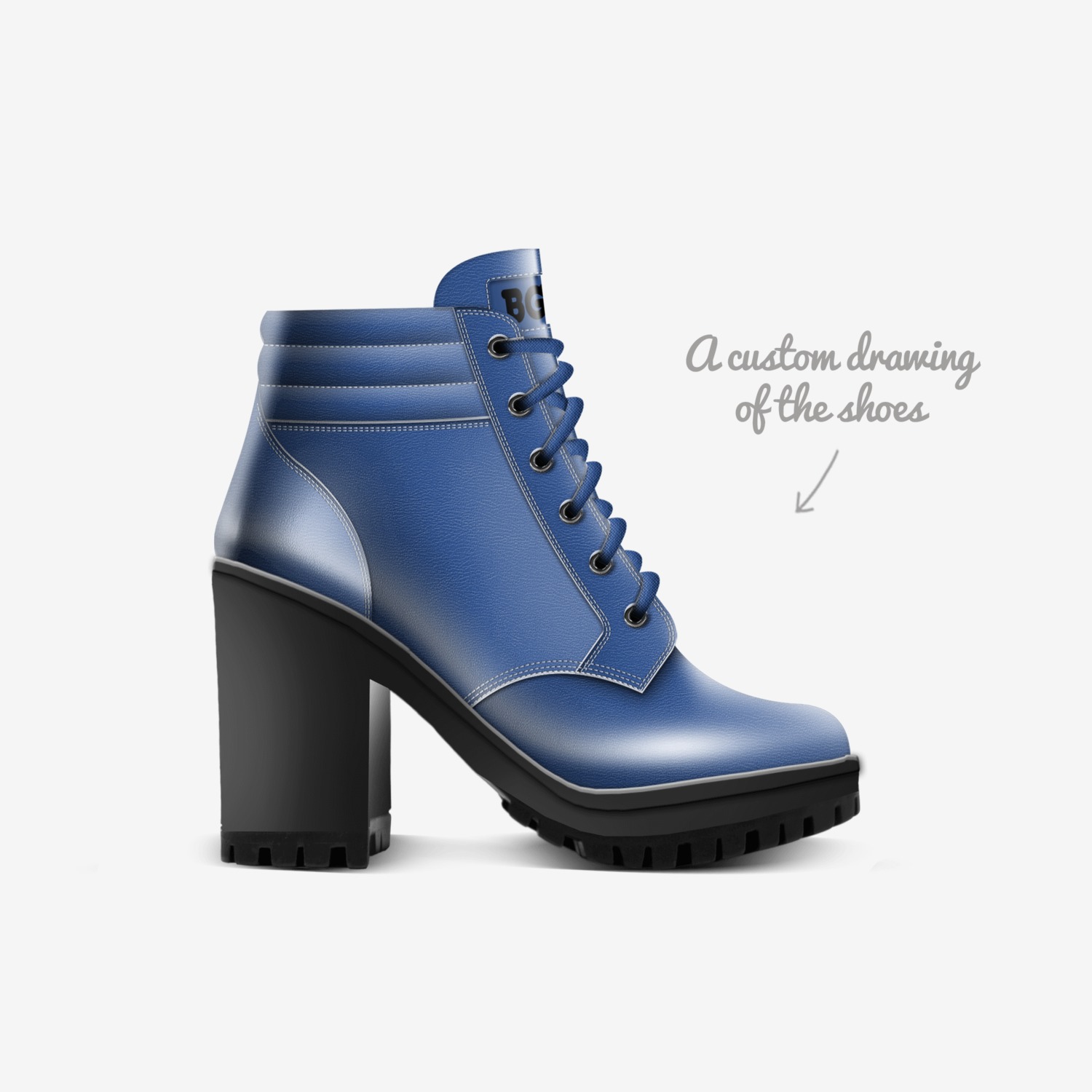 Denim Boot Heel custom made in Italy shoes by Being Great Every Day | Sketch view