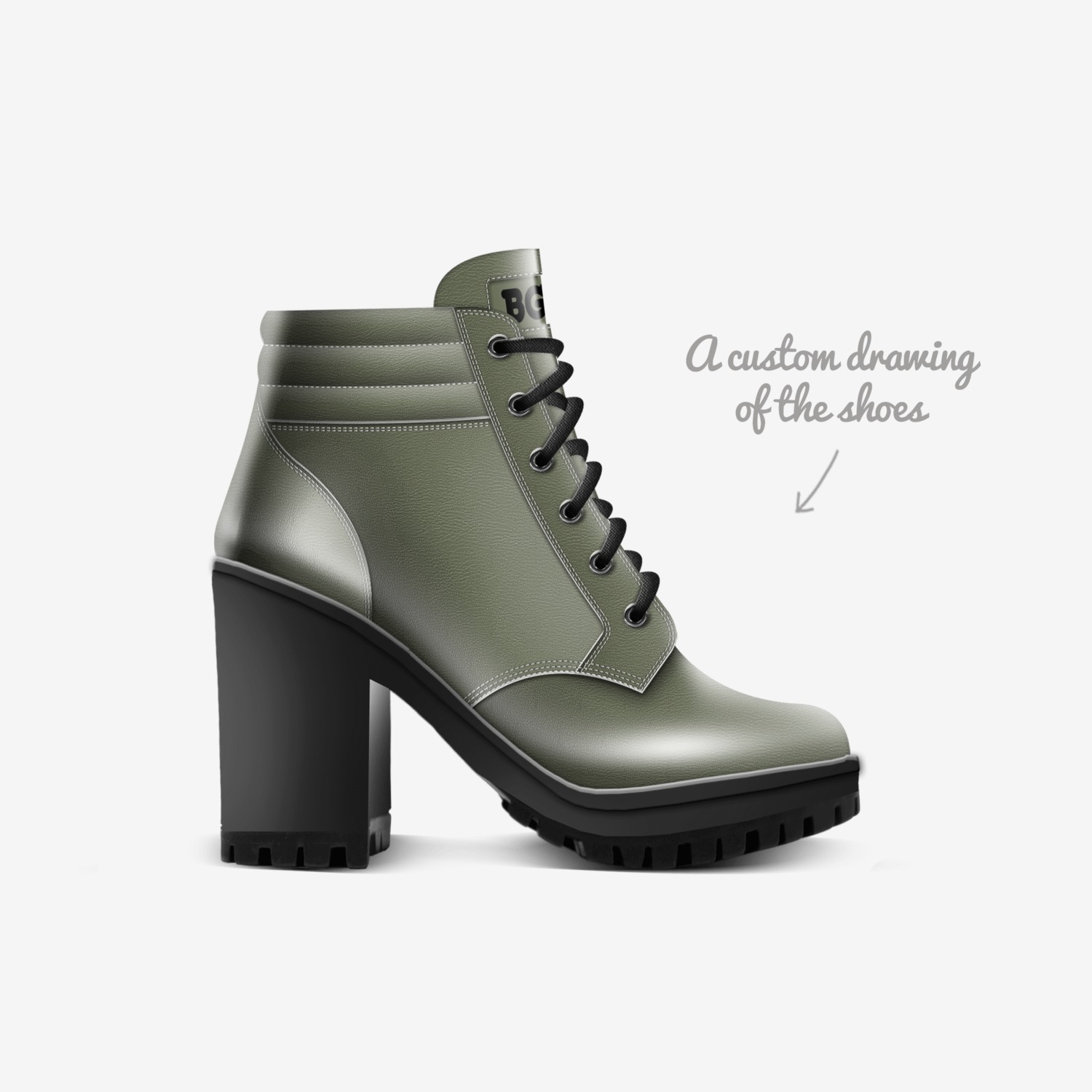 Birch Boot Heel custom made in Italy shoes by Being Great Every Day | Sketch view