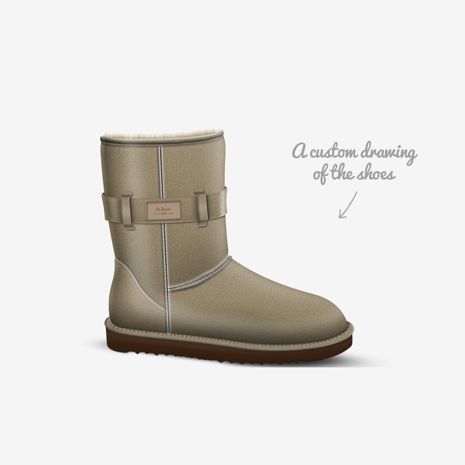 Dr Bowen custom made in Italy shoes by Zenobia Bowen | Sketch view