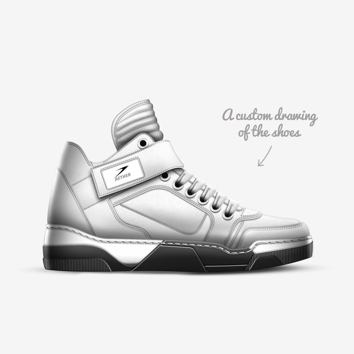 AETHER custom made in Italy shoes by Delrashawn Boykins | Sketch view