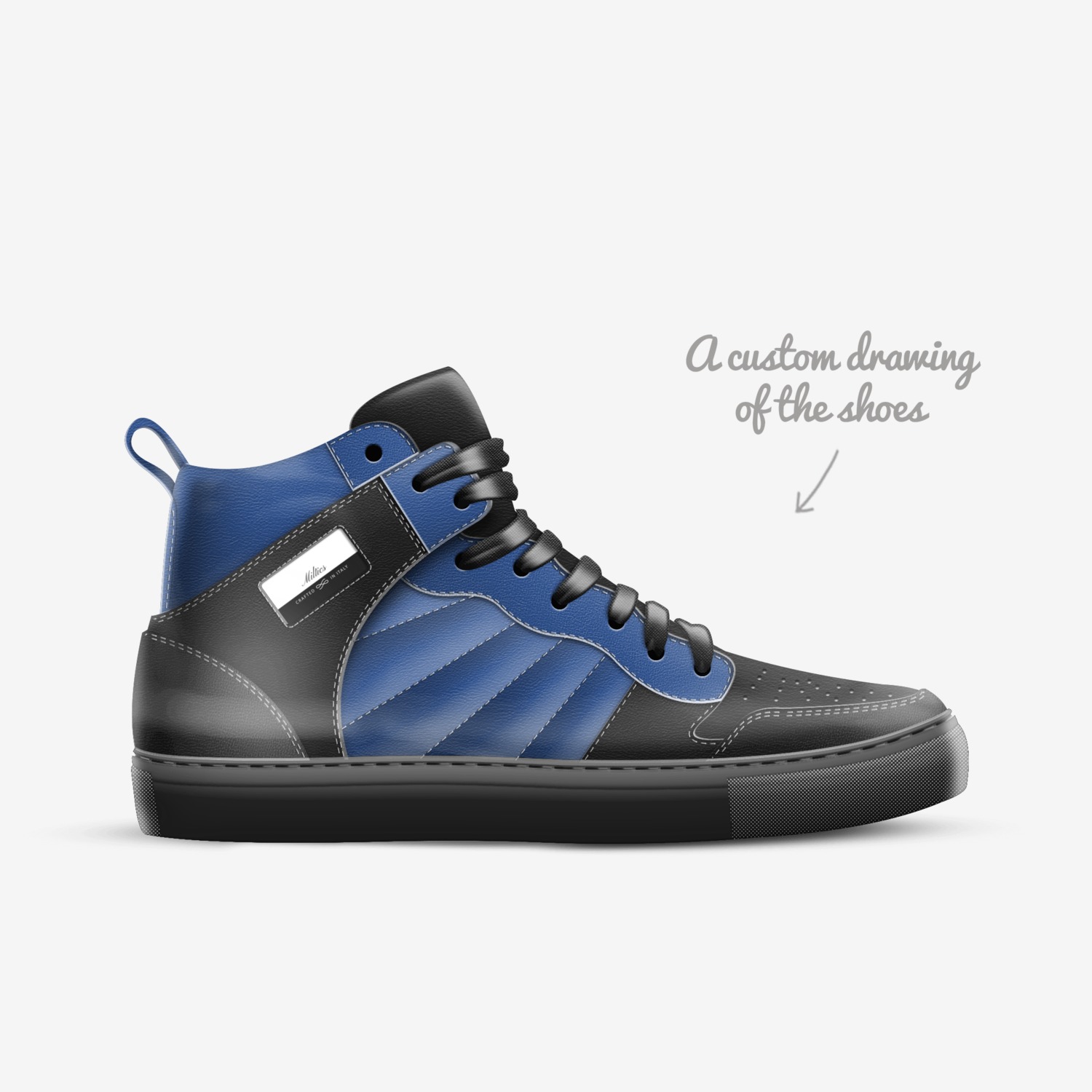 Miltics custom made in Italy shoes by James Naylor | Sketch view