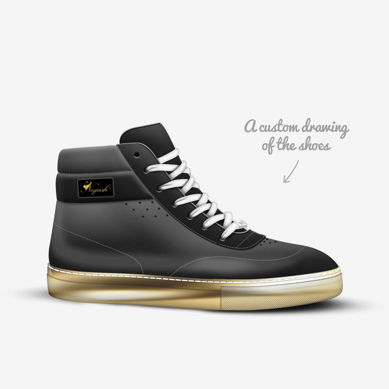 Classic custom made in Italy shoes by Rocklin Negash | Sketch view