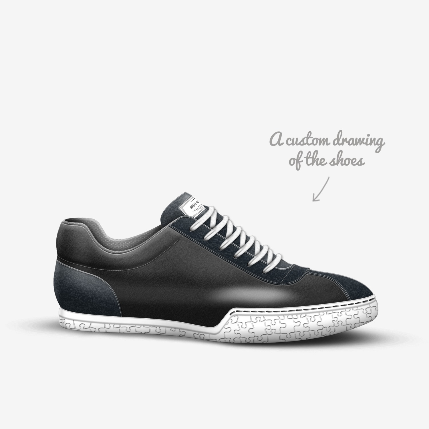 Great White custom made in Italy shoes by Derek White | Sketch view