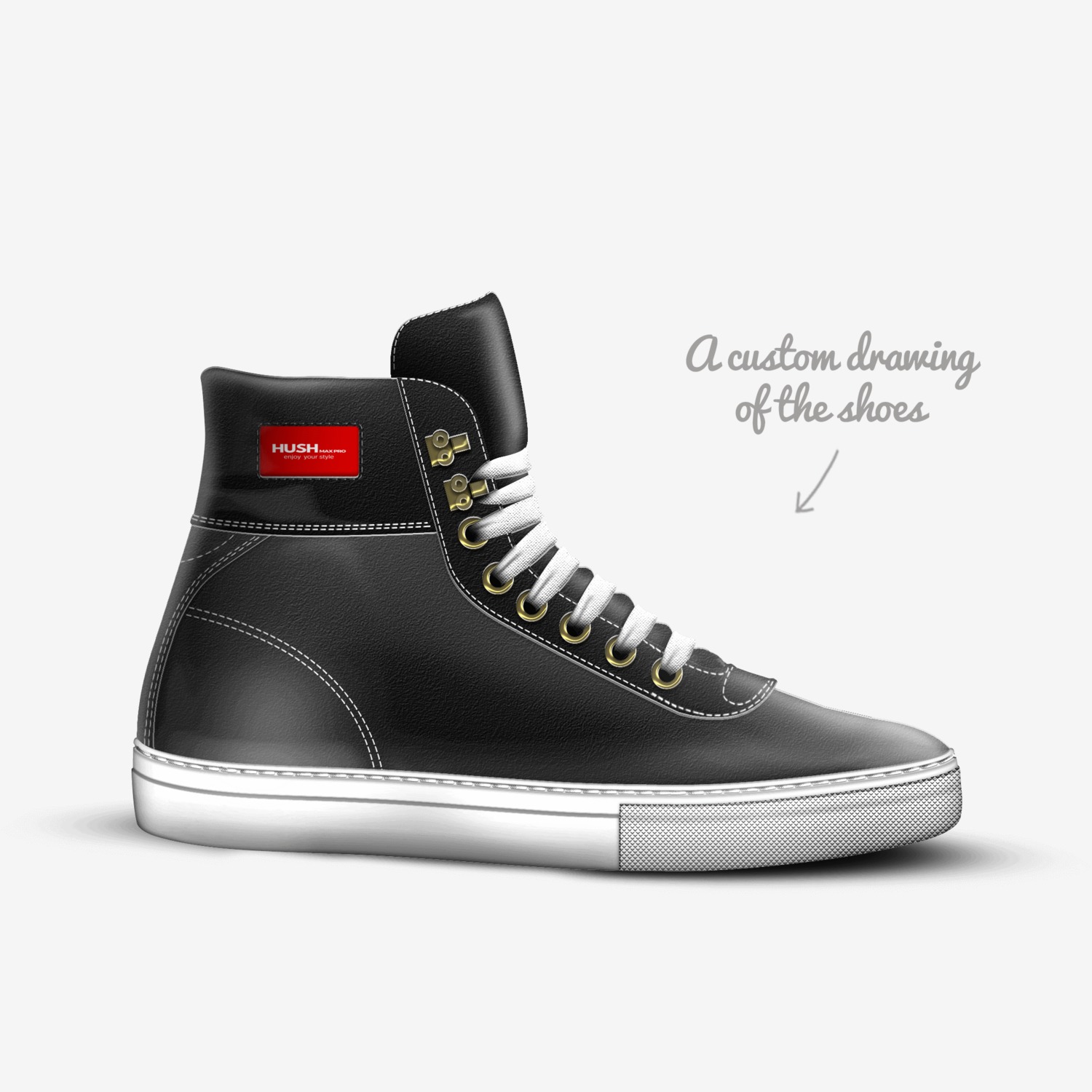 Hush Max Pro custom made in Italy shoes by Hush Wears | Sketch view