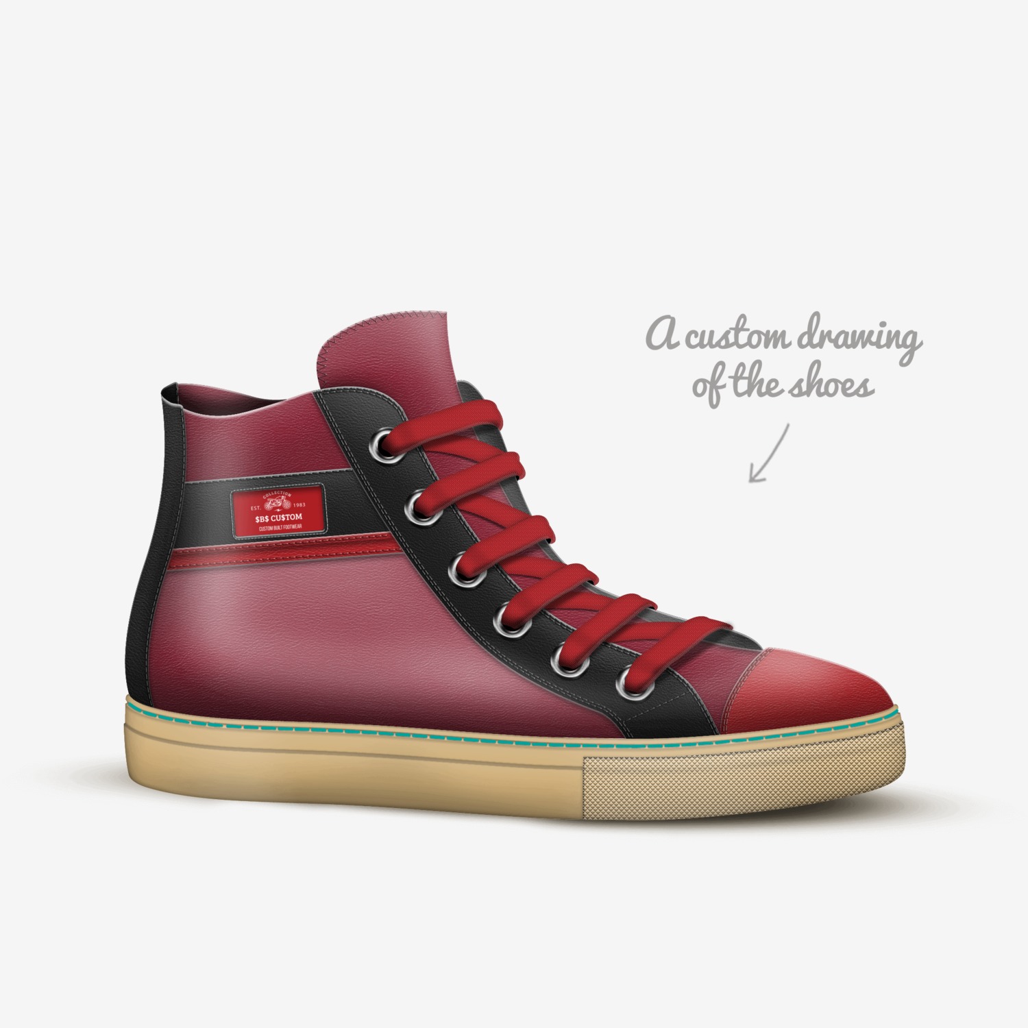 $B$ CU$TOM custom made in Italy shoes by Sacha Raeburn | Sketch view