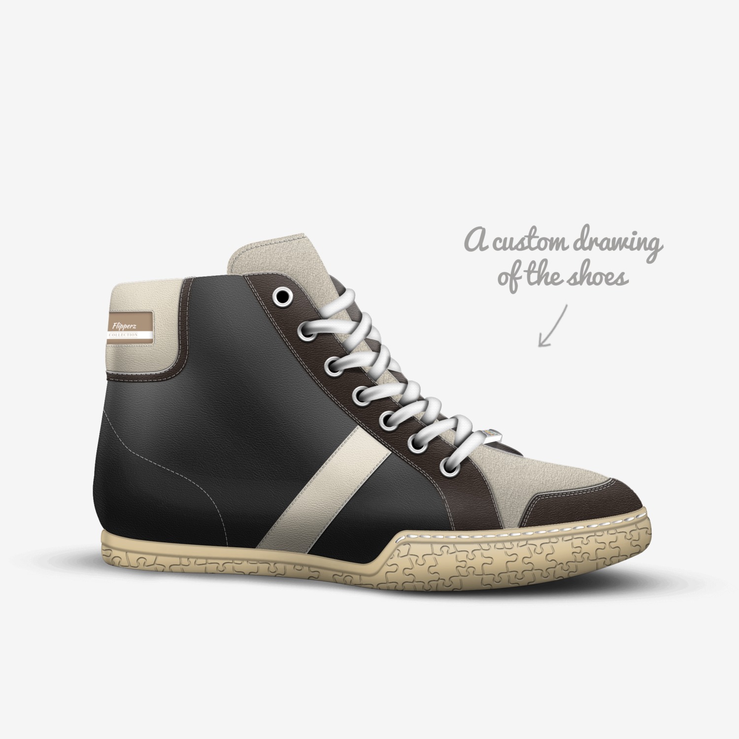 Flipperz custom made in Italy shoes by Ariel Wilson | Sketch view