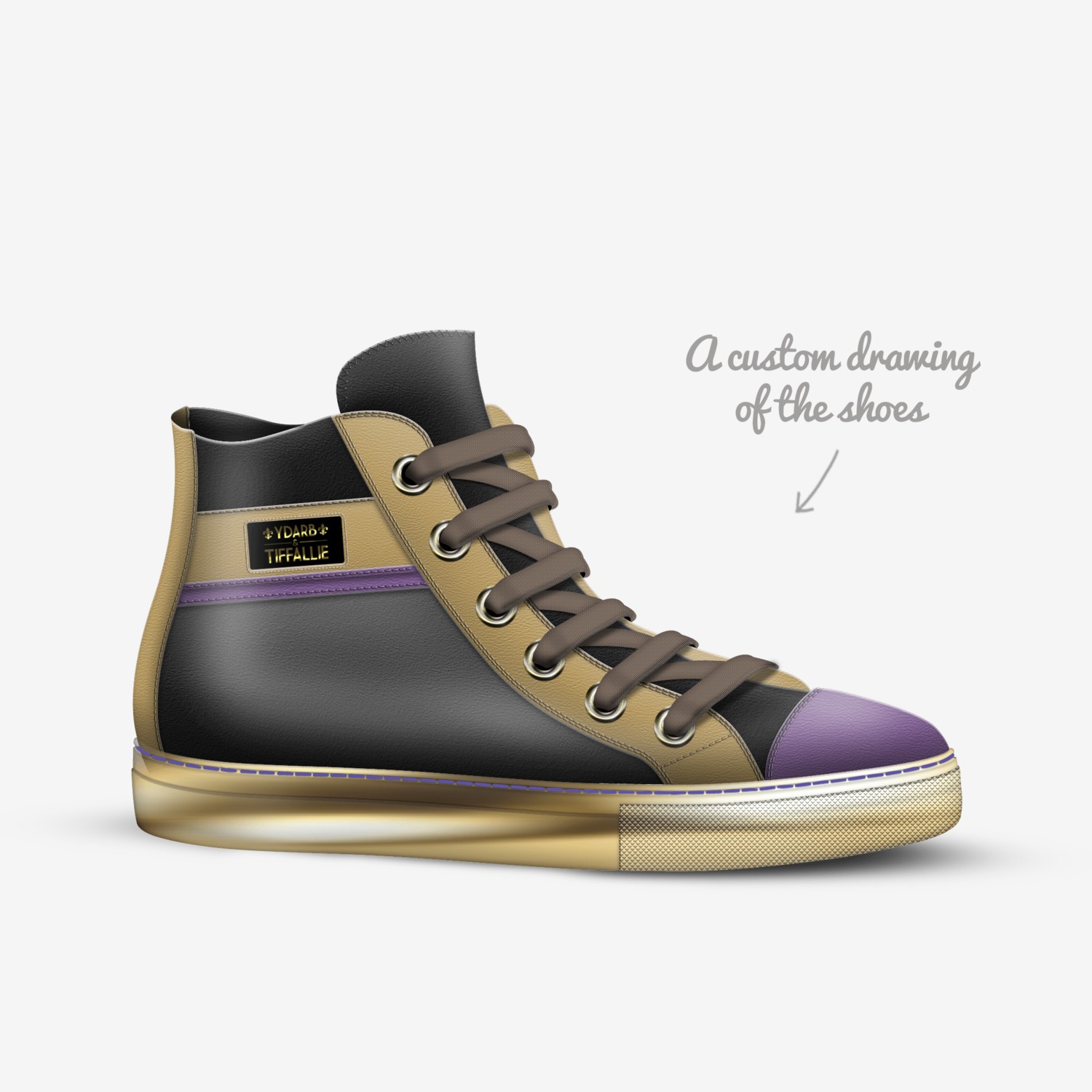 YDARB&TIFFALLIE custom made in Italy shoes by Agency Aliveshoes | Sketch view