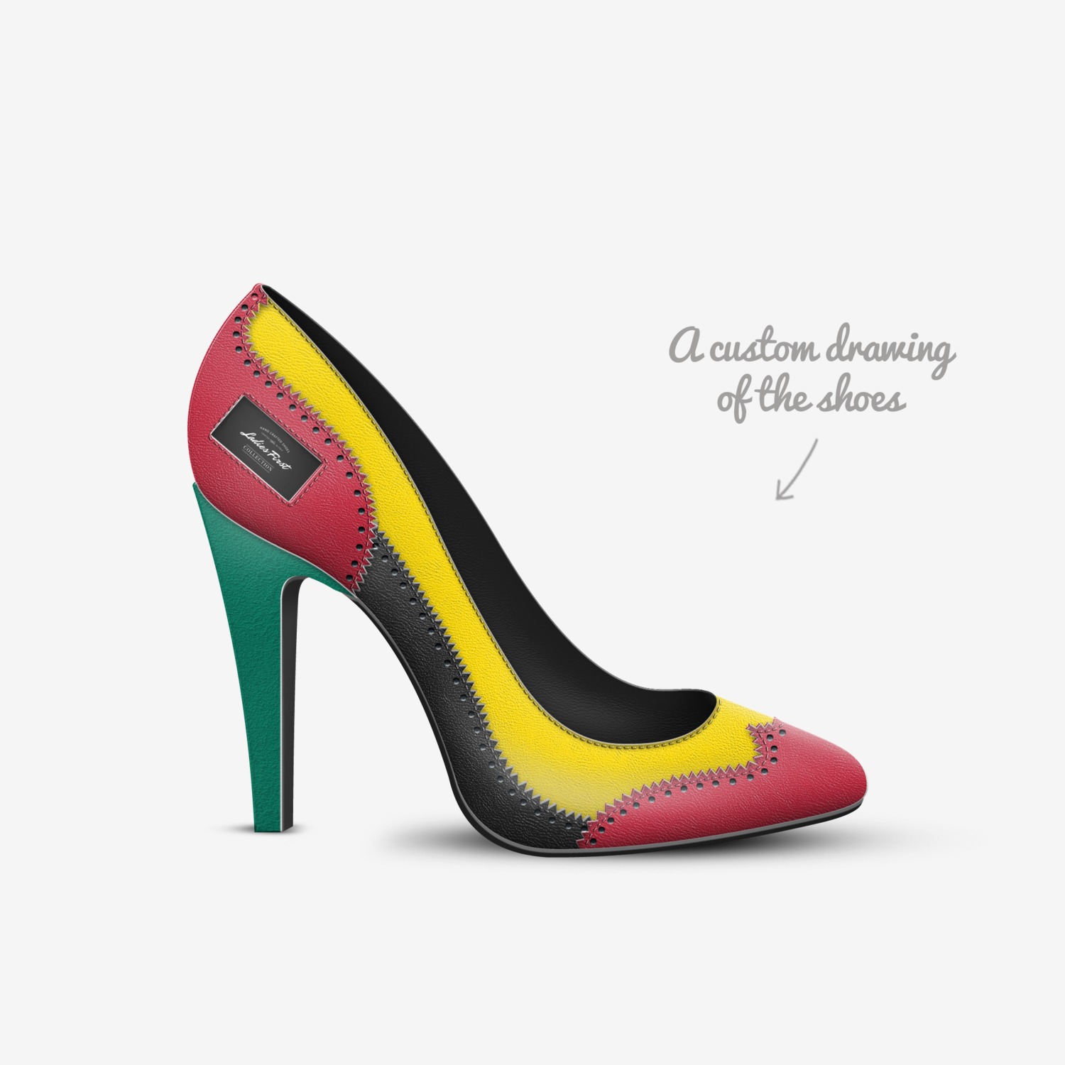 Ladies First custom made in Italy shoes by Christina Sanders | Sketch view