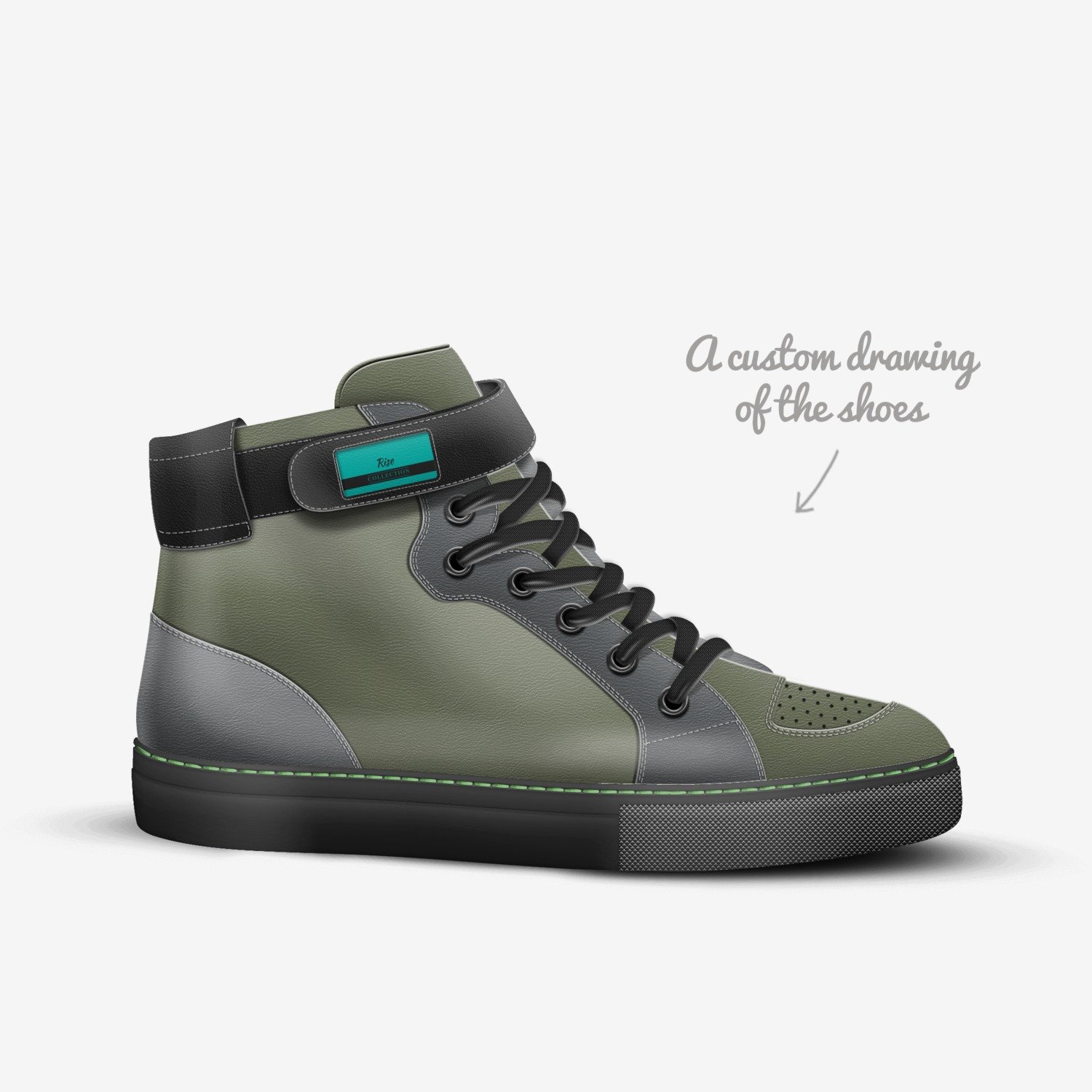Rise  custom made in Italy shoes by Omanzu Zubia | Sketch view