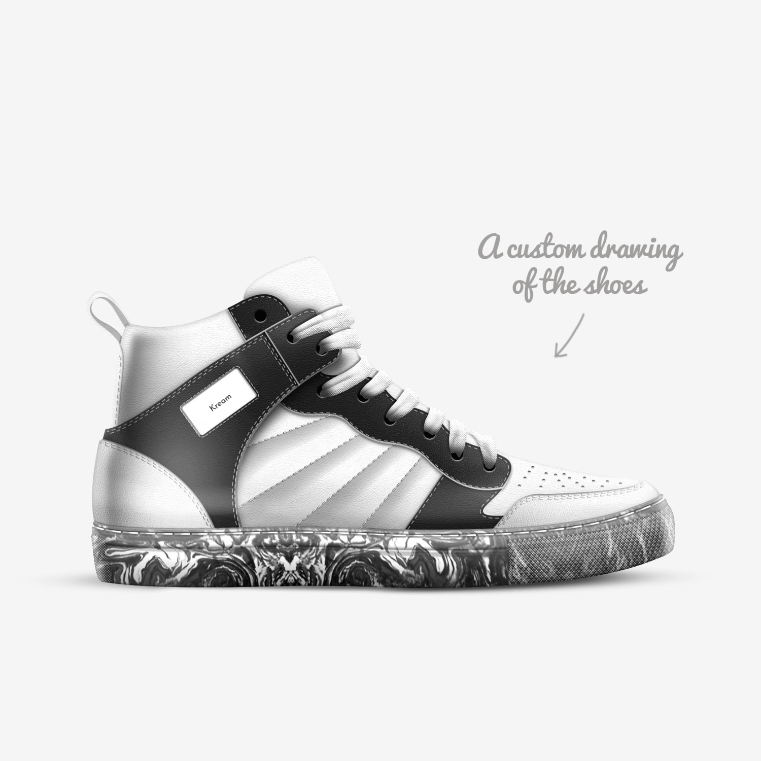 Kream custom made in Italy shoes by Troi Richard | Sketch view