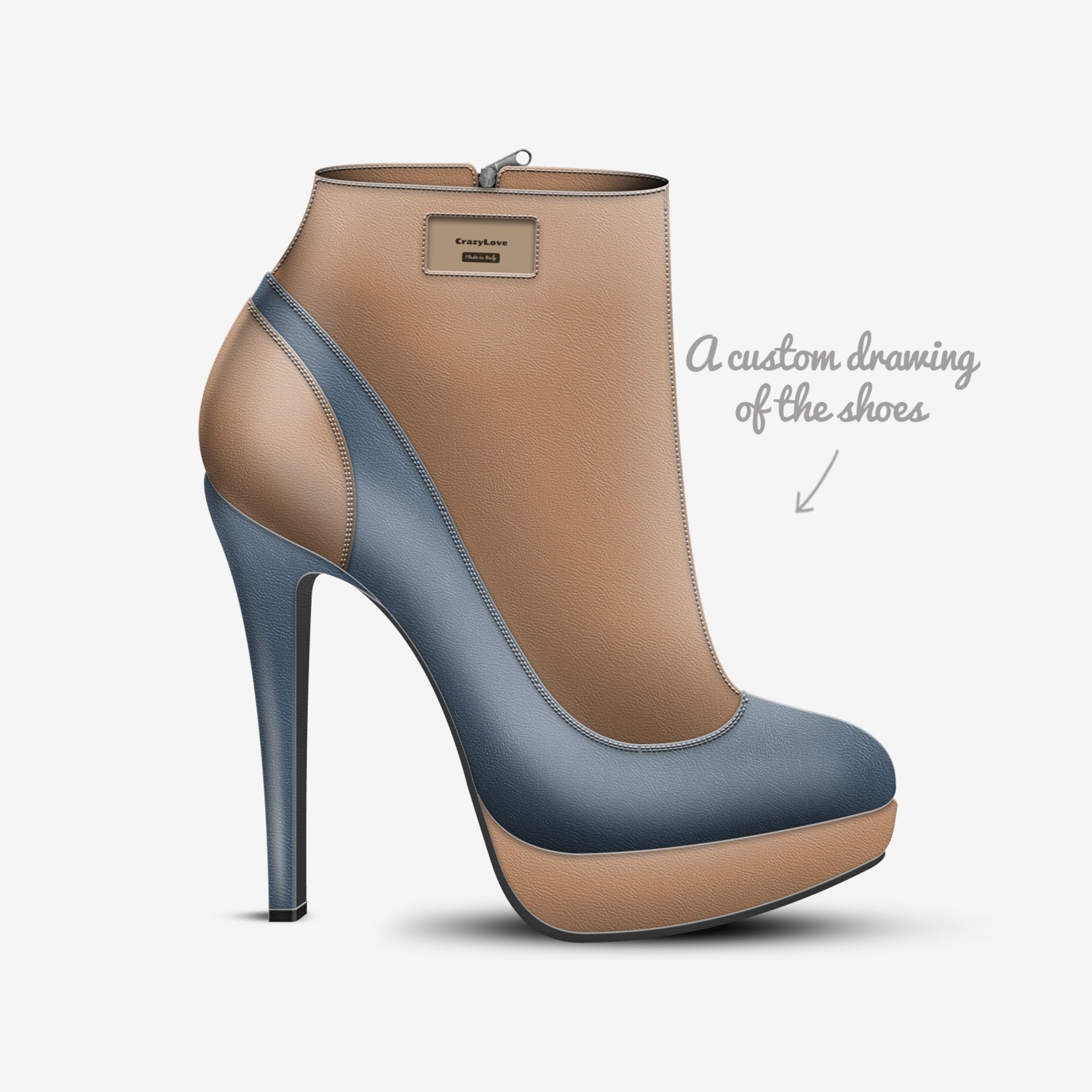 CrazyLove custom made in Italy shoes by Ayesha Hassaum | Sketch view
