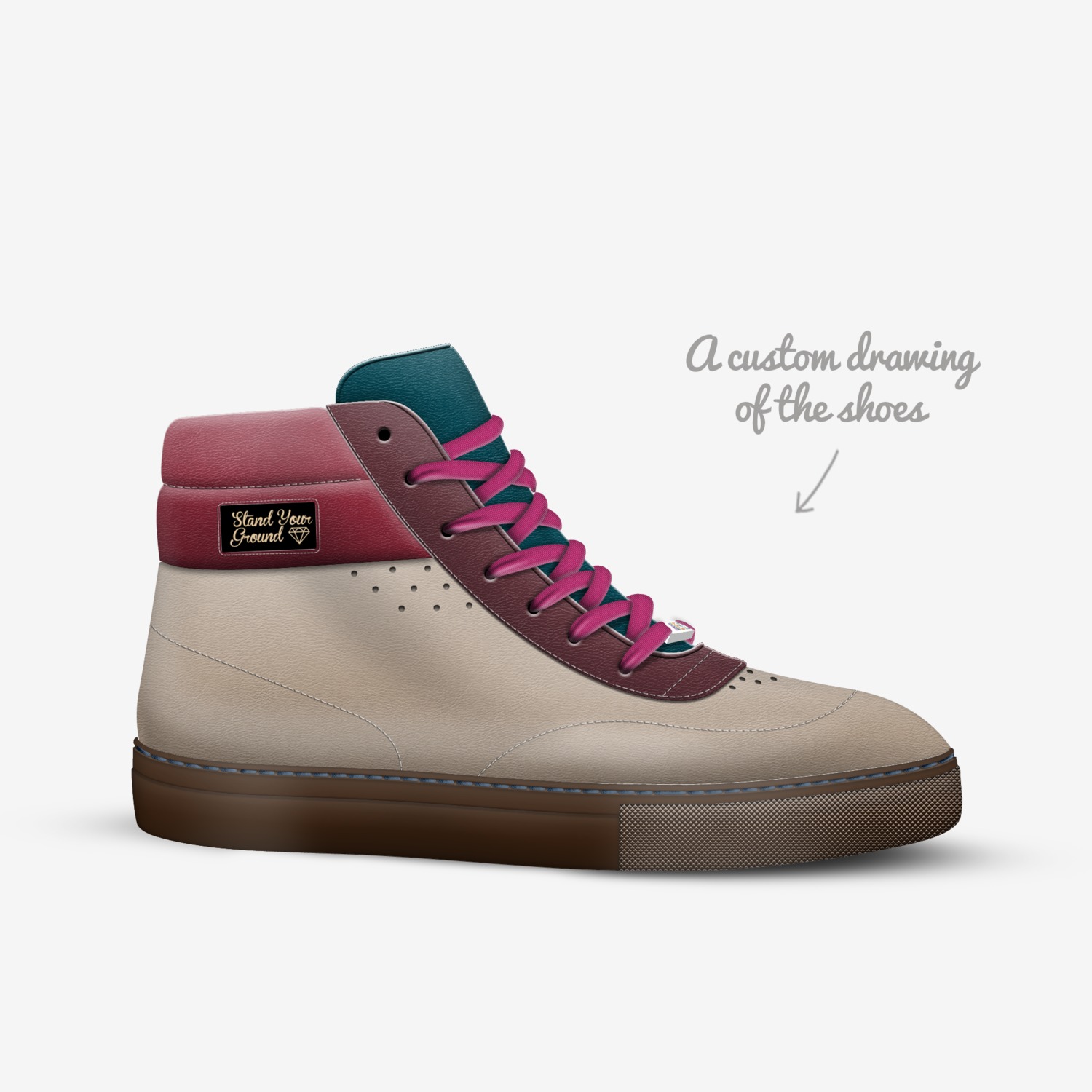 STAND YOUR GROUND custom made in Italy shoes by Agency Aliveshoes | Sketch view