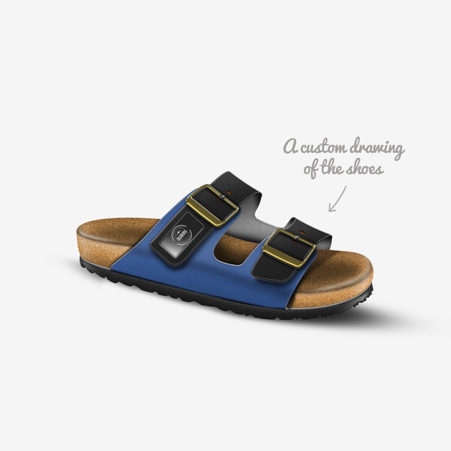 Sliders custom made in Italy shoes by Nathan Russell | Sketch view