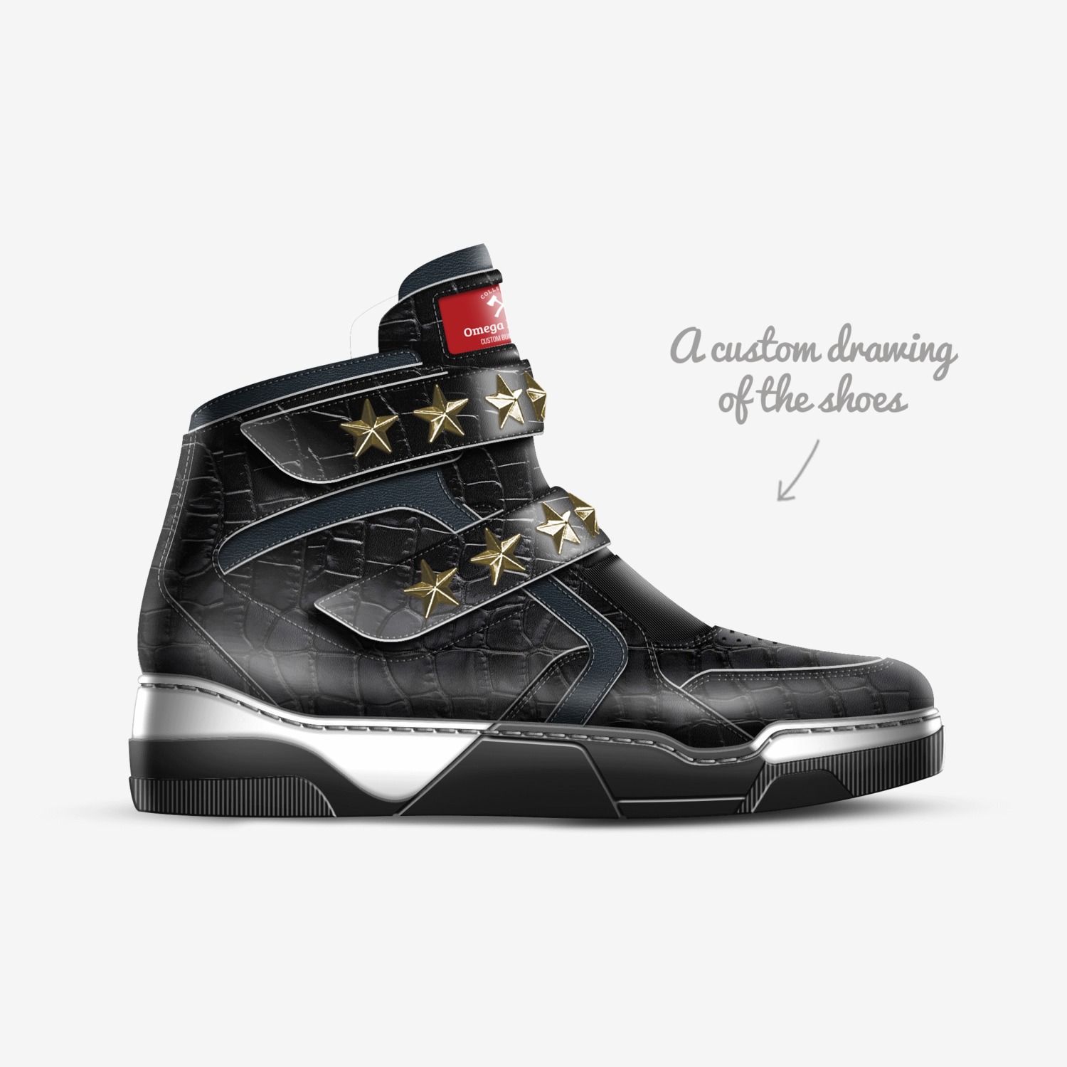 Omega Knights custom made in Italy shoes by Ad Selders | Sketch view