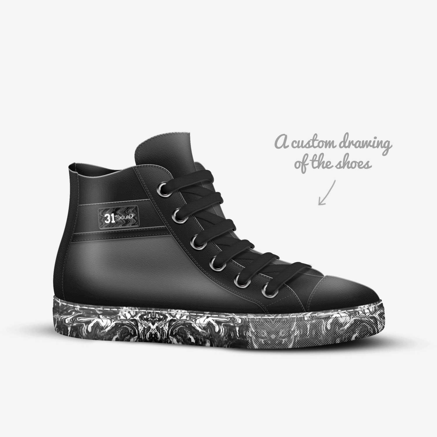 31 Black Ice Vegan custom made in Italy shoes by Ali Tomineek | Sketch view
