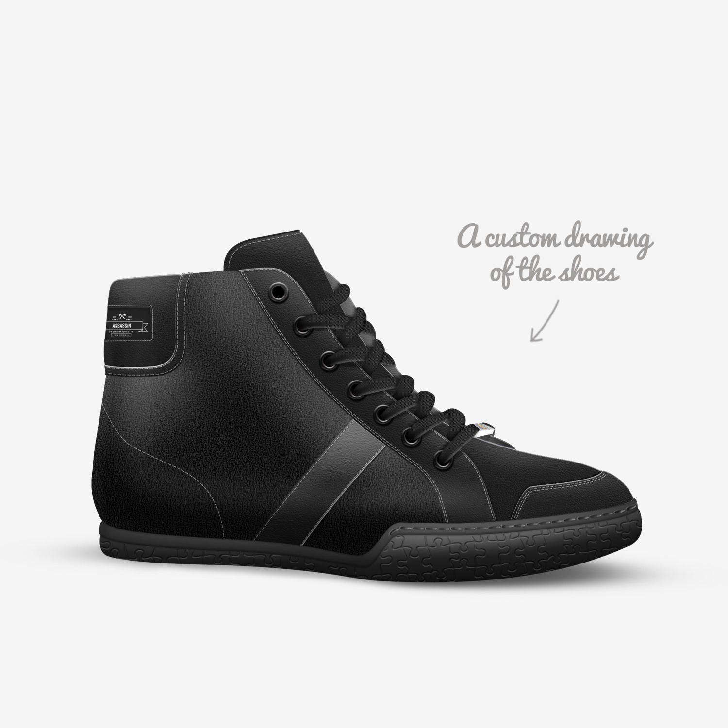 assassin custom made in Italy shoes by Dionte Anderson | Sketch view