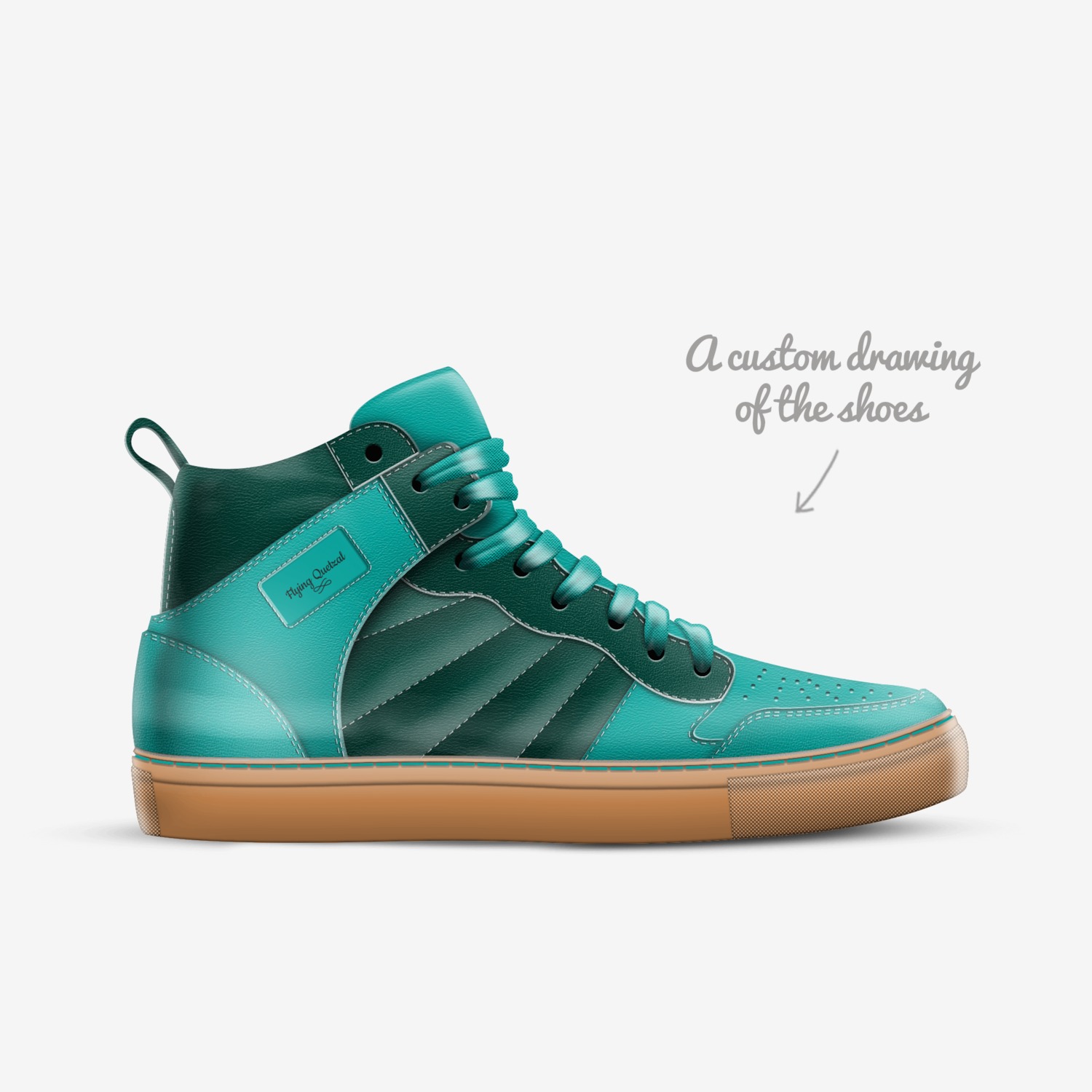 Flying Quetzal custom made in Italy shoes by Jose Morales | Sketch view