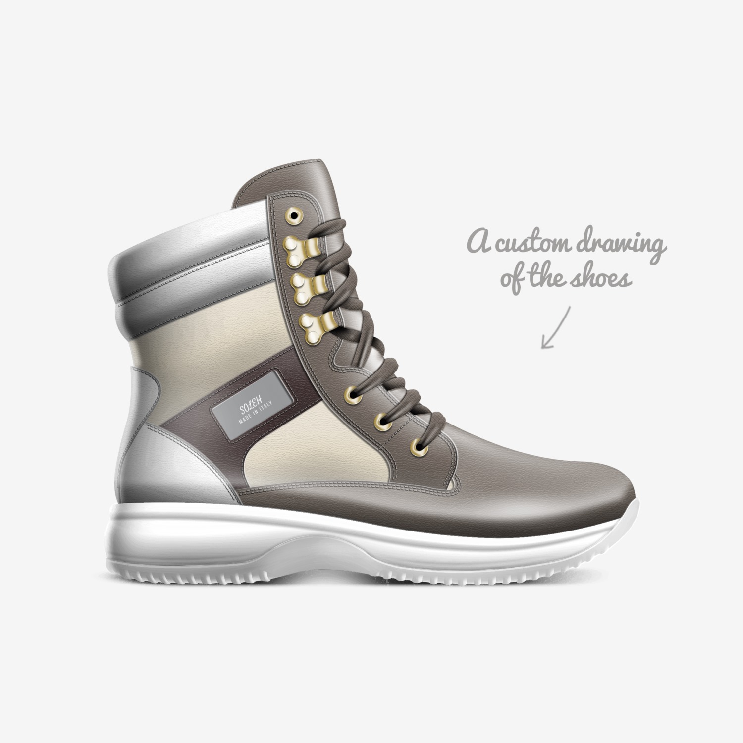SOLEH custom made in Italy shoes by Iman Saleh | Sketch view